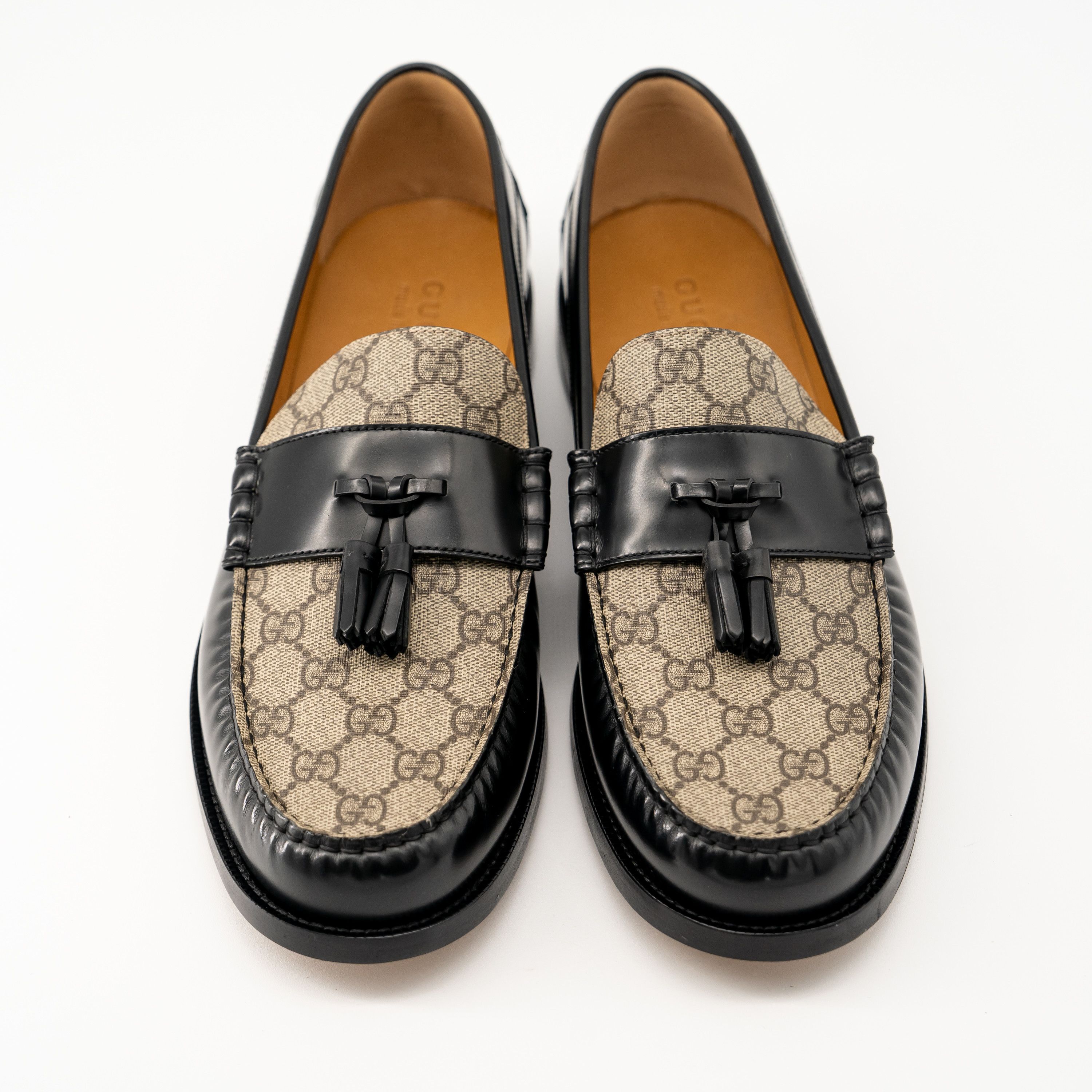Gucci 13G 13.5 US Gucci Tassel GG Black Beige Loafers Leather Size US 13 / EU 46 - 3 Thumbnail