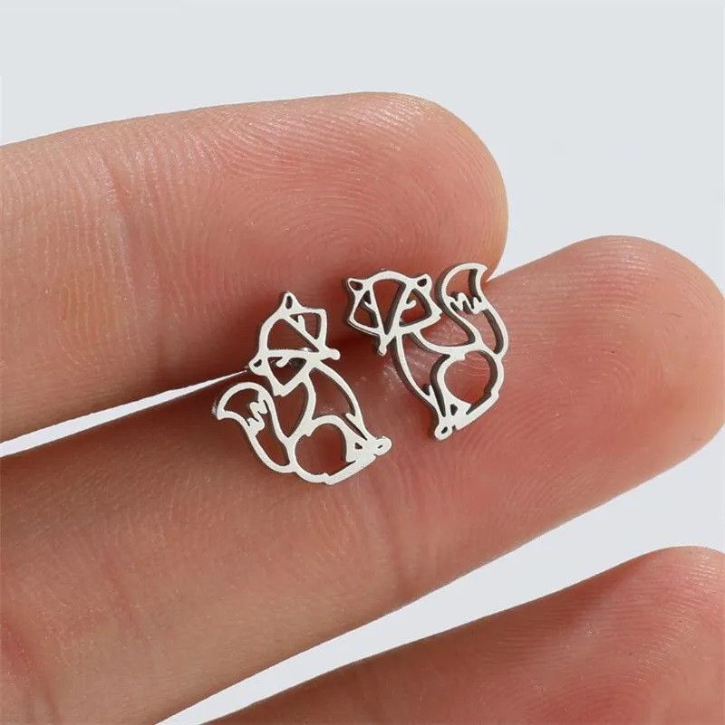 Jewelry Hollow Fox Mini Stud Earrings Charm Earring Gift Size ONE SIZE - 1 Thumbnail
