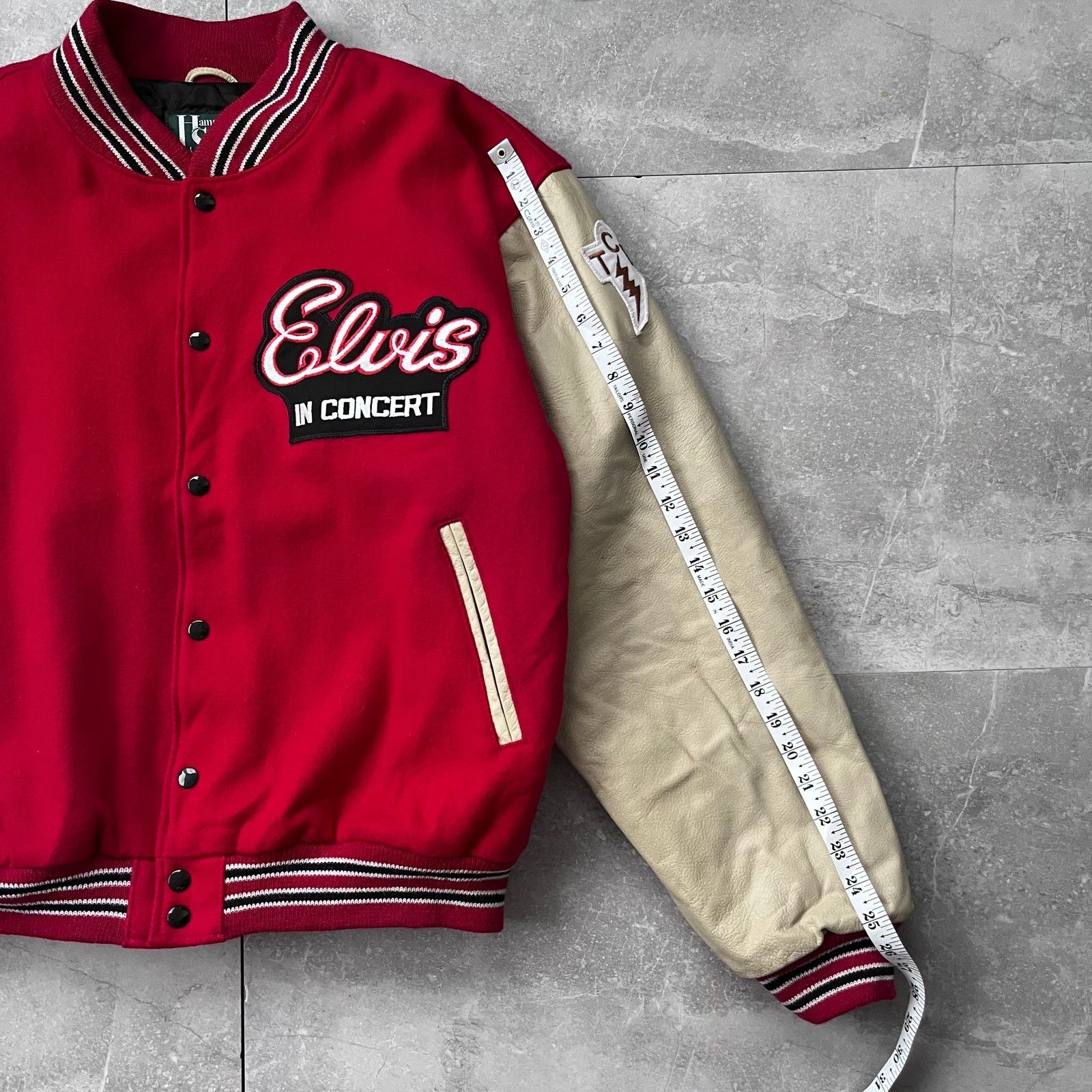Vintage Vintage Elvis Presley Jacket – Red Wool / Cream Leather – XL Size US XL / EU 56 / 4 - 6 Thumbnail
