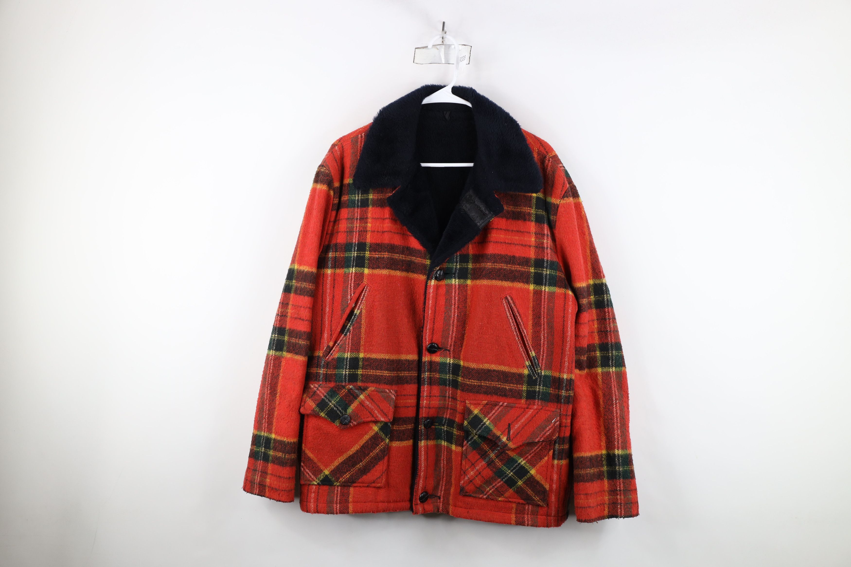 Vintage Vintage 70s Streetwear Fleece Lined Wool Button Jacket USA Size US L / EU 52-54 / 3 - 1 Thumbnail