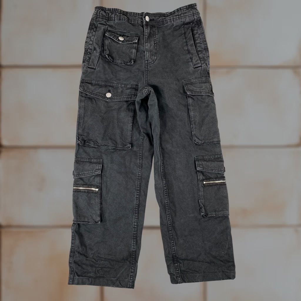 Zara Zara Cargo Pants Womens Small Black 28 Inseam 25.5 Straight Pockets Twill Cotton Baggy Streetwear Gorpcore Size 28" / US 6 / IT 42 - 1 Thumbnail
