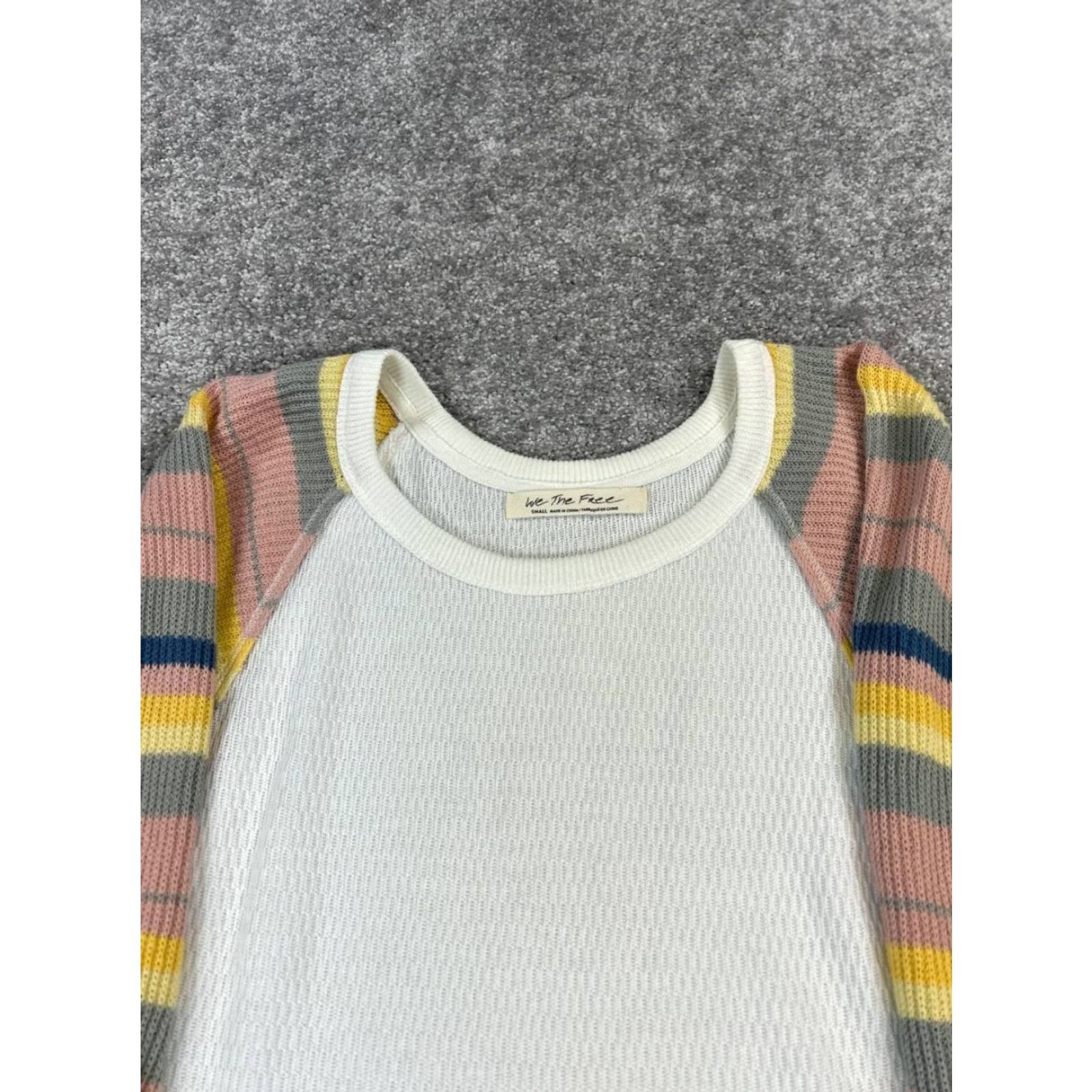 Free People Free People Sweater Shirt Womens S White Pink Yellow Blue Cotton Knit Pullover Casual Knit Sweatshirt 90s Womens? Size S / US 4 / IT 40 - 2 Thumbnail