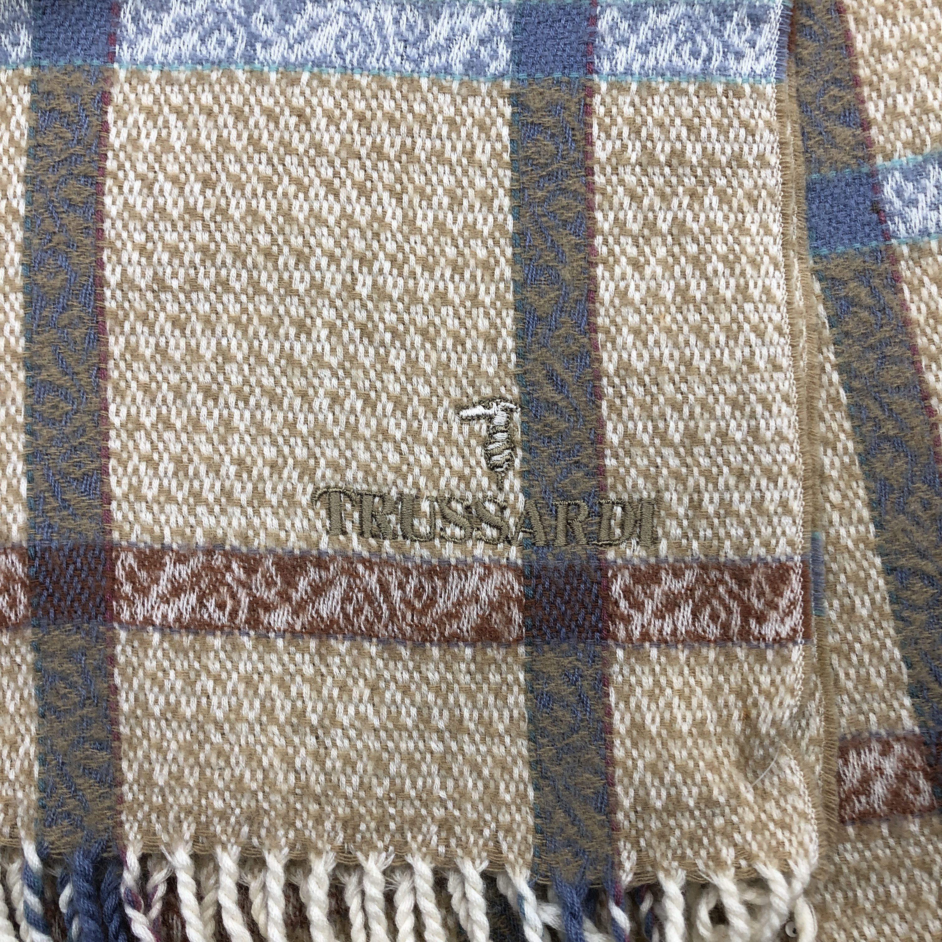 Trussardi Vintage 90s Trussardi Scarf Muffler Wool Cashmere Scarves Size ONE SIZE - 4 Thumbnail