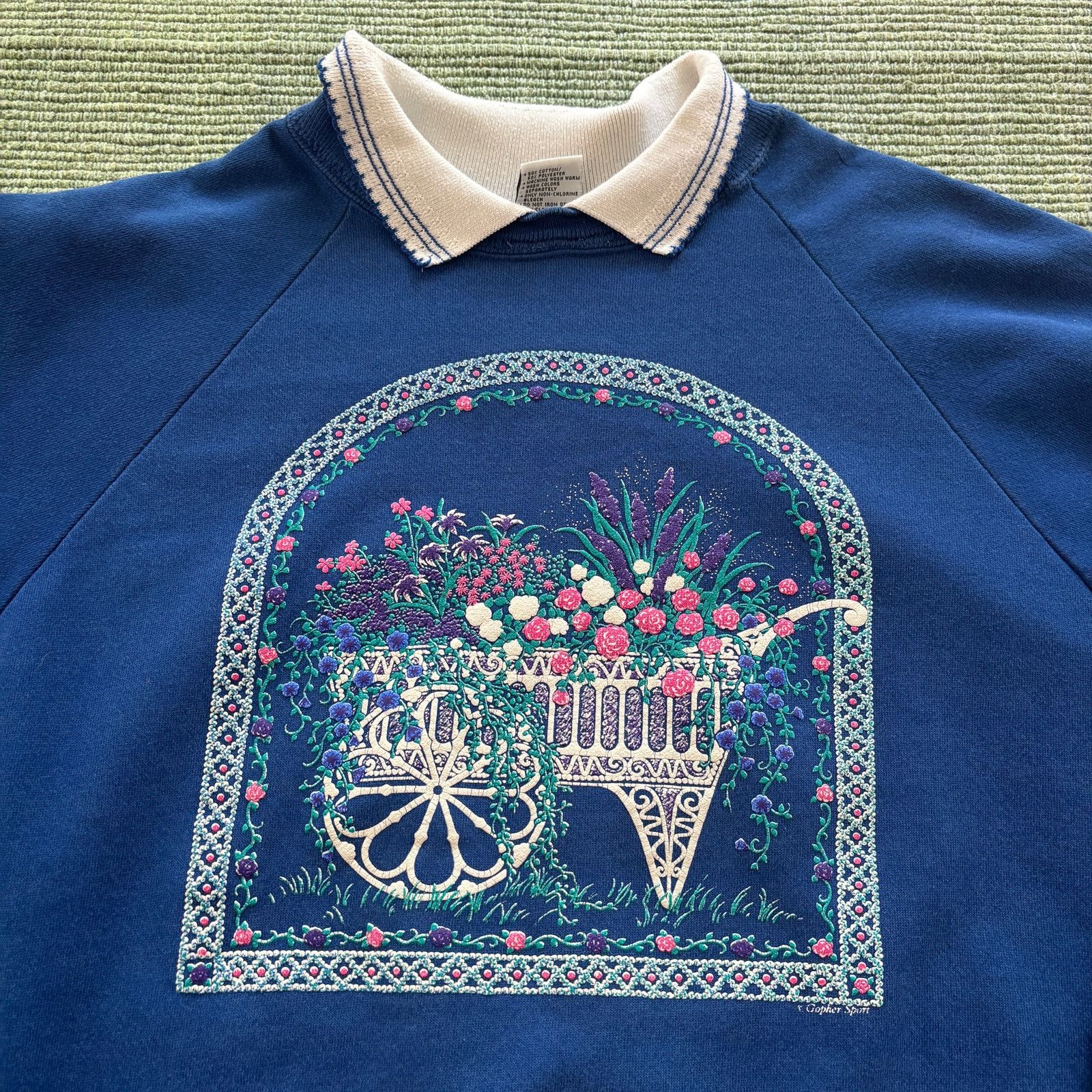 Vintage Vintage 1990s Thick Cotton Floral Cottage Grandma Sweatshirt Size US XL / EU 56 / 4 - 2 Thumbnail