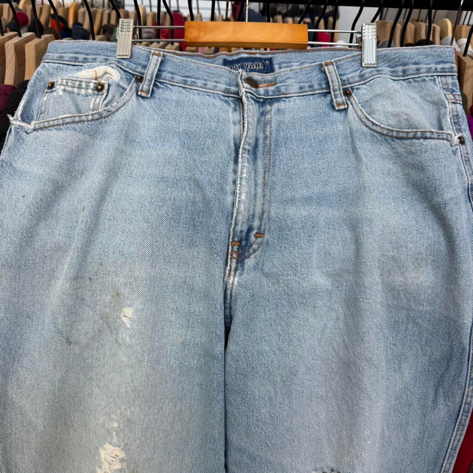 Other Vintage 90s Baggy Roy Vari Distressed Rip Jeans Size US 38 / EU 54 - 2 Thumbnail