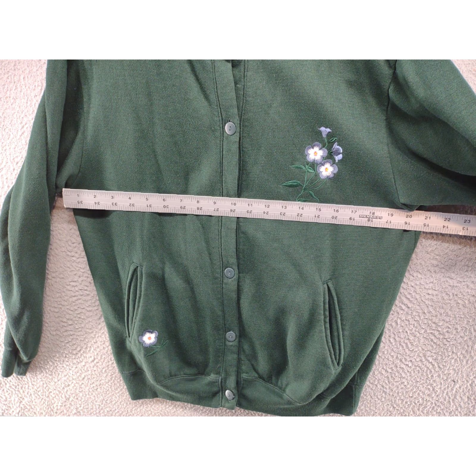 Vintage Evans Bonnie Womens Floral Embroidered Button Should Pad Sweatshirt Cardigan SZ M Green Floral Embroidered Womens Sweatshirt Mens Womens Size S / US 4 / IT 40 - 4 Thumbnail