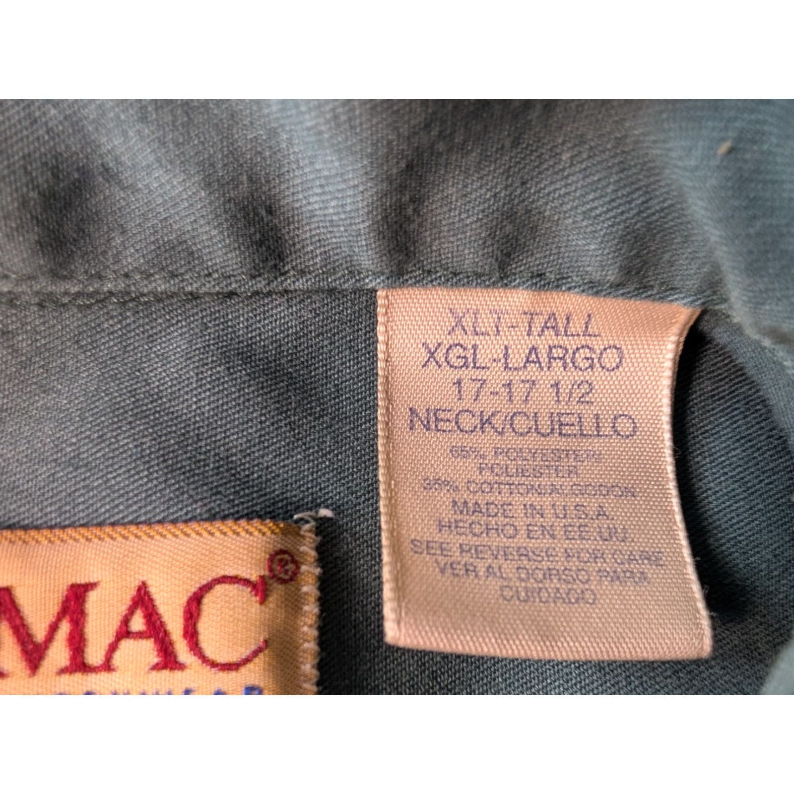 Vintage VINTAGE Big Mac Button-Up Shirt Utility Rugged Work Uniform USA Green Men's XLT Shirt Adult XLT Green Retro 90s Mens Size US XL / EU 56 / 4 - 3 Thumbnail