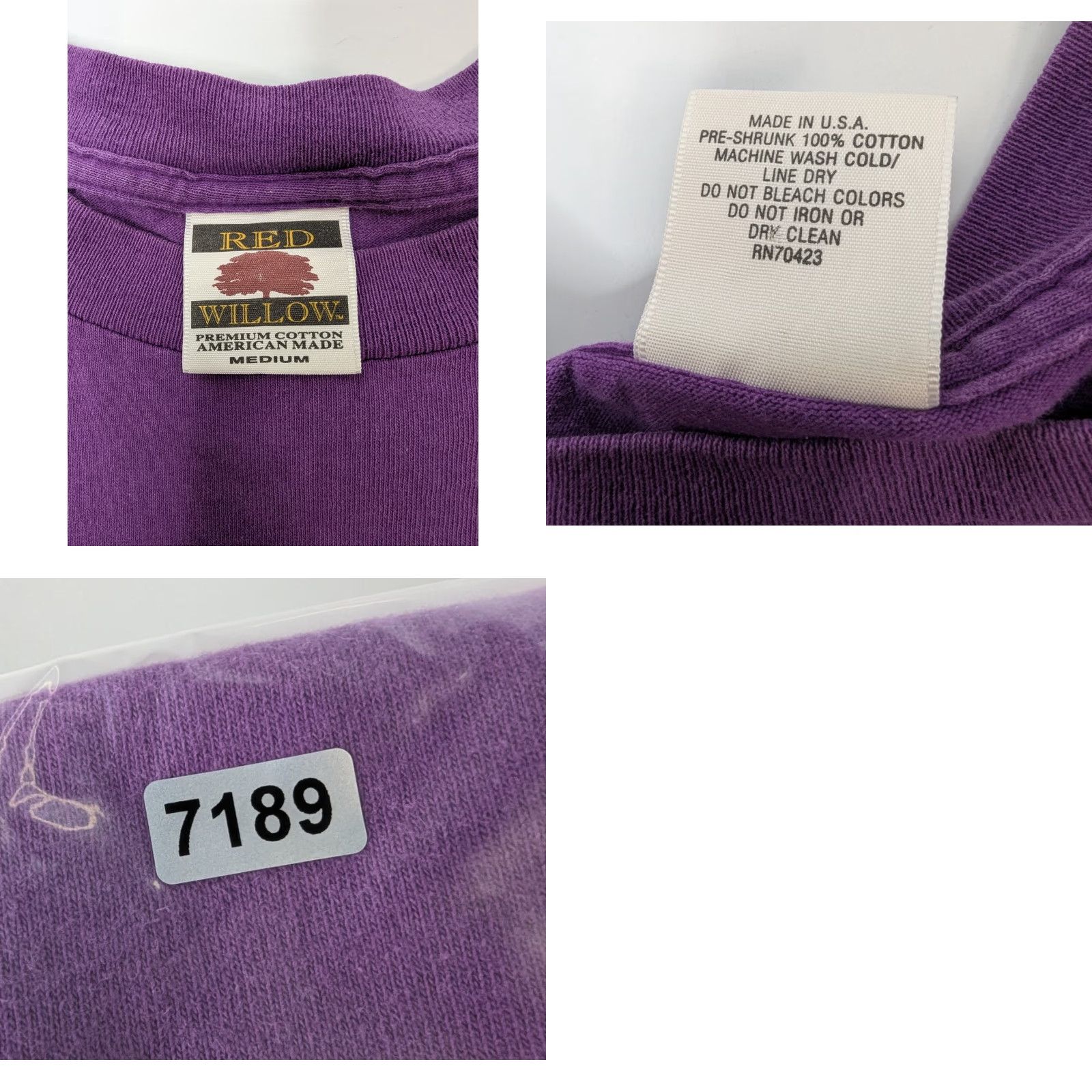 Vintage VINTAGE Red Willow Shirt Mens 90s Purple Cotton 1990s Branson Missouri 90s Single Stitch Crew Neck Short Sleeve Medium X-Large?? Size US M / EU 48-50 / 2 - 8 Thumbnail