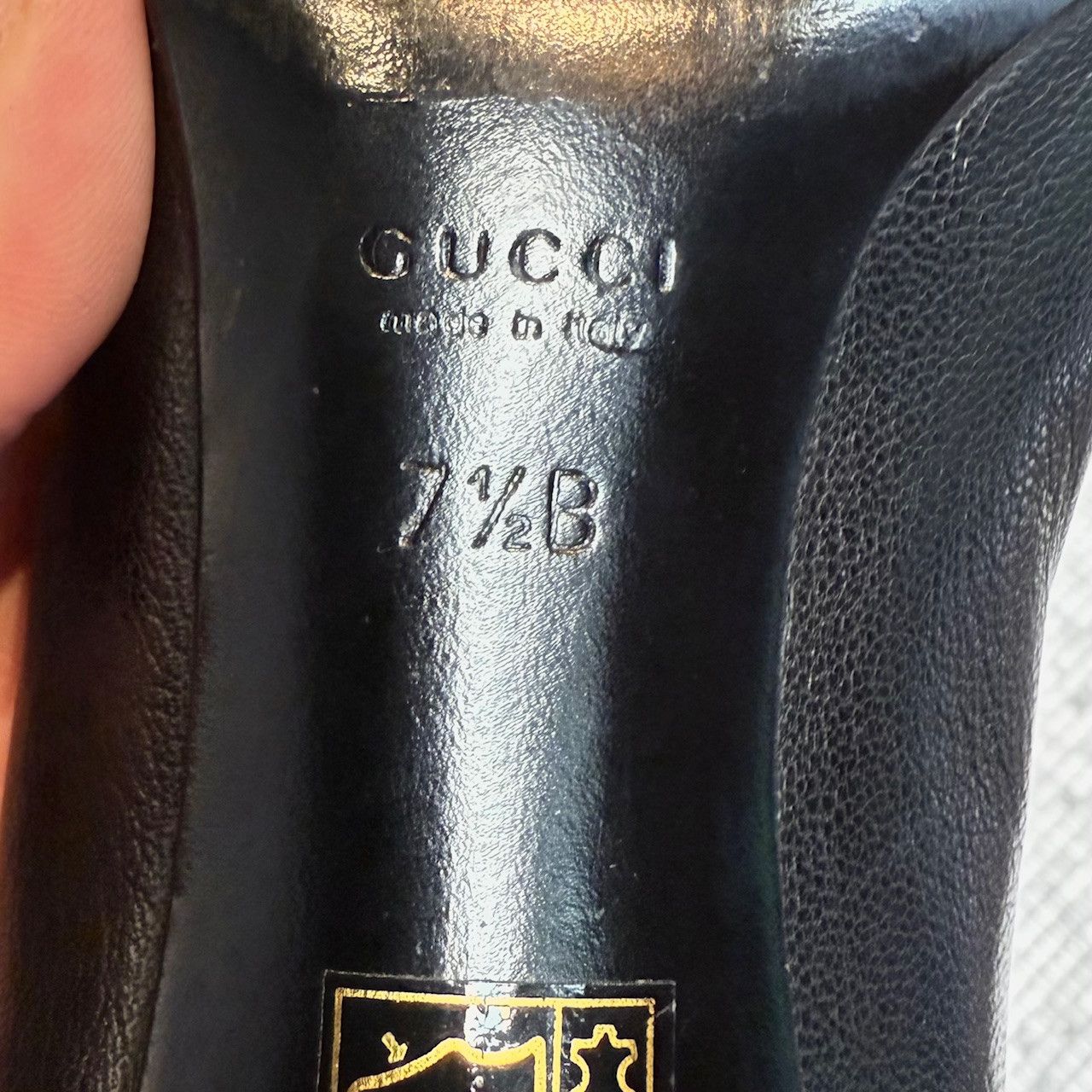 Gucci Gucci Black Leather Web Stripe Interlocking GG Pumps Size US 7.5 / IT 37.5 - 8 Thumbnail