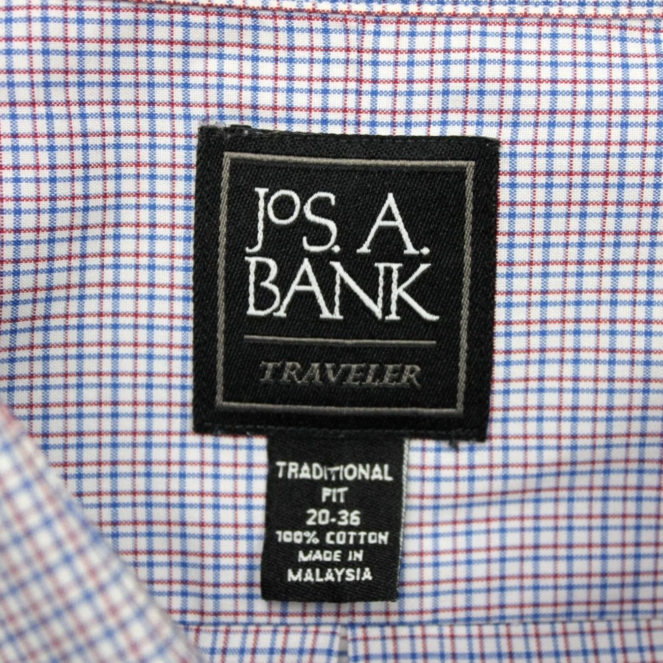 Jos. A. Bank Jos A Bank Shirt Men 20, 36 Blue/Red Traveler Traditional Fit Cotton Long Sleeve Size US XXL / EU 58 / 5 - 5 Thumbnail