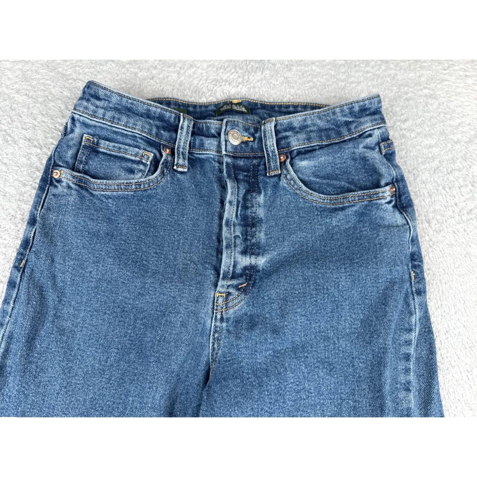 Vintage Wild Fable Jeans Women Size 2 Blue Denim High Rise Straight 26x26 5-Pocket Distressed 90s Retro Womens Size 26" / US 2 / IT 38 - 4 Thumbnail