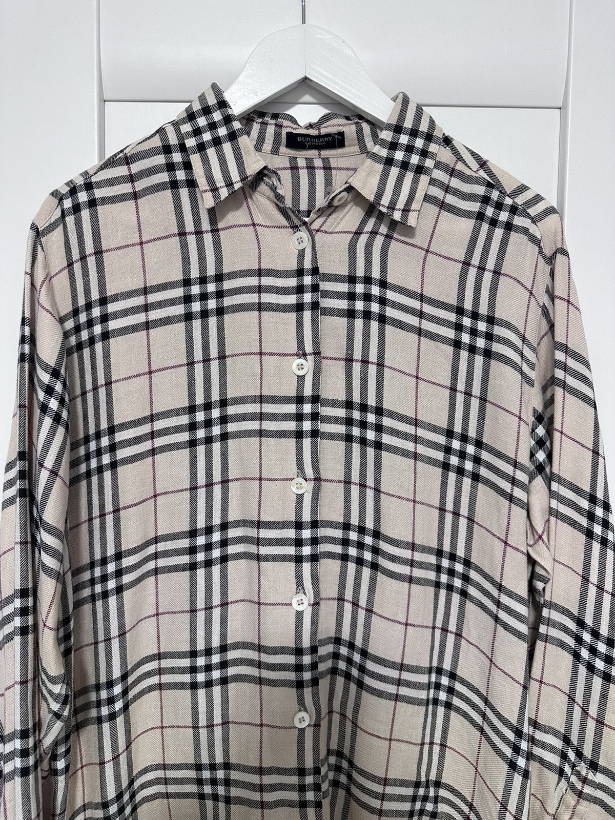 Burberry × Designer × Vintage VTG Burberry Shirt Women’s Linen Check Nova Size US8 GB 12 Size M / US 6-8 / IT 42-44 - 2 Thumbnail