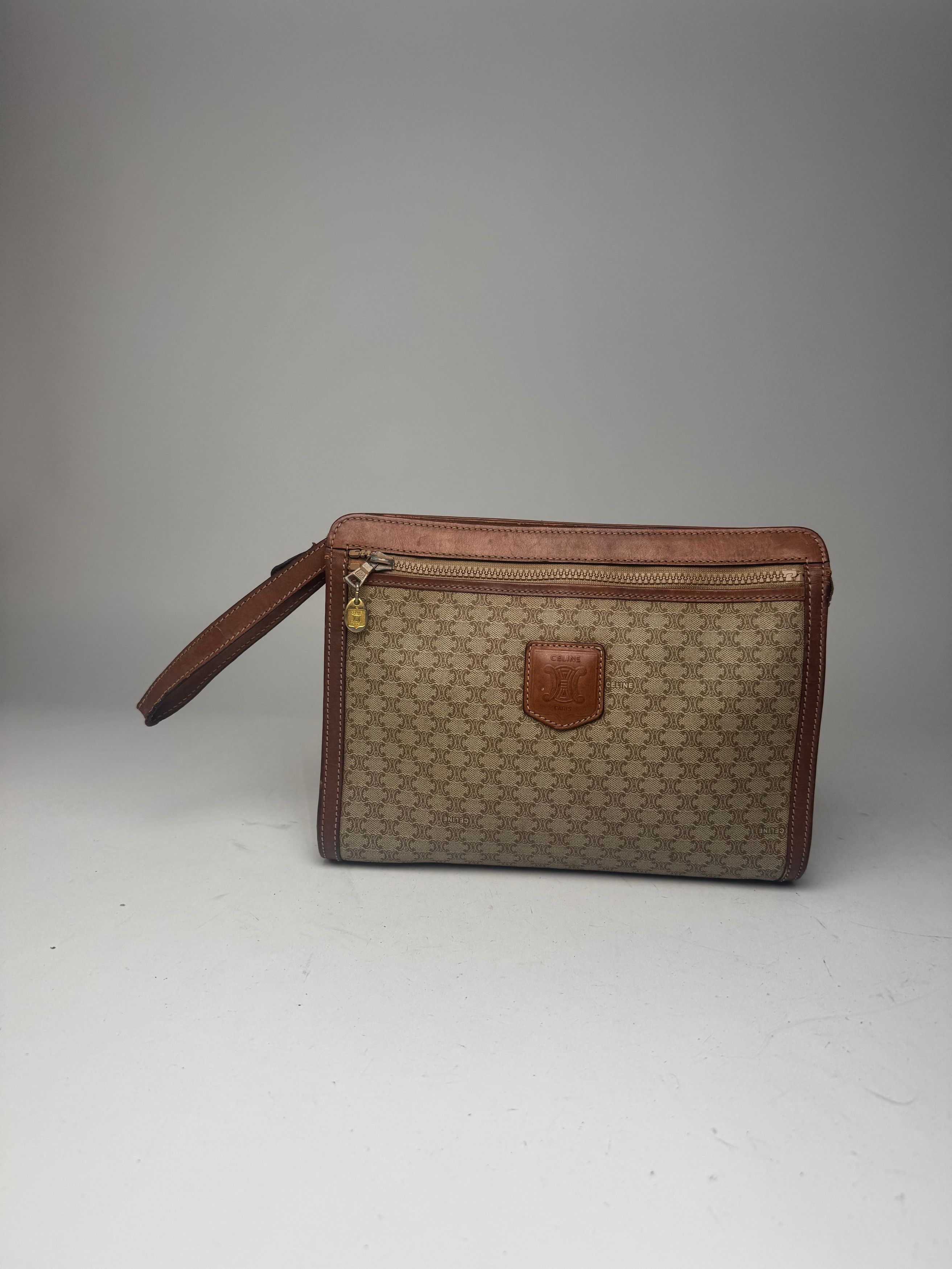 Celine Vintage Paris Leather Clutch beige brown Size ONE SIZE - 1 Thumbnail