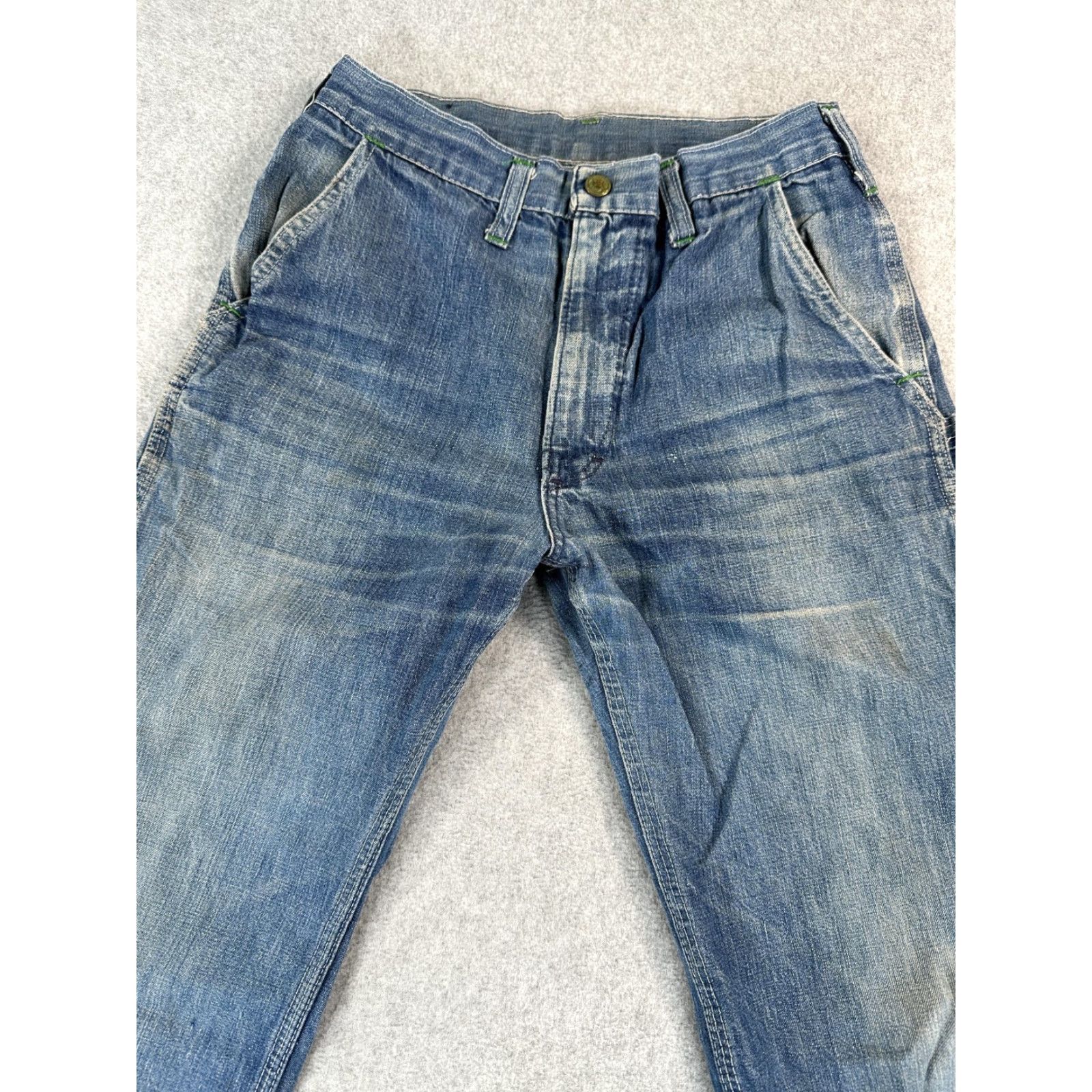 Vintage VINTAGE OshKosh B'gosh Jeans Mens 34 Blue Relaxed Straight Carpenter Workwear Pockets 34in Inseam Canvas Distressed Size 24" / US 00 / IT 34 - 3 Thumbnail