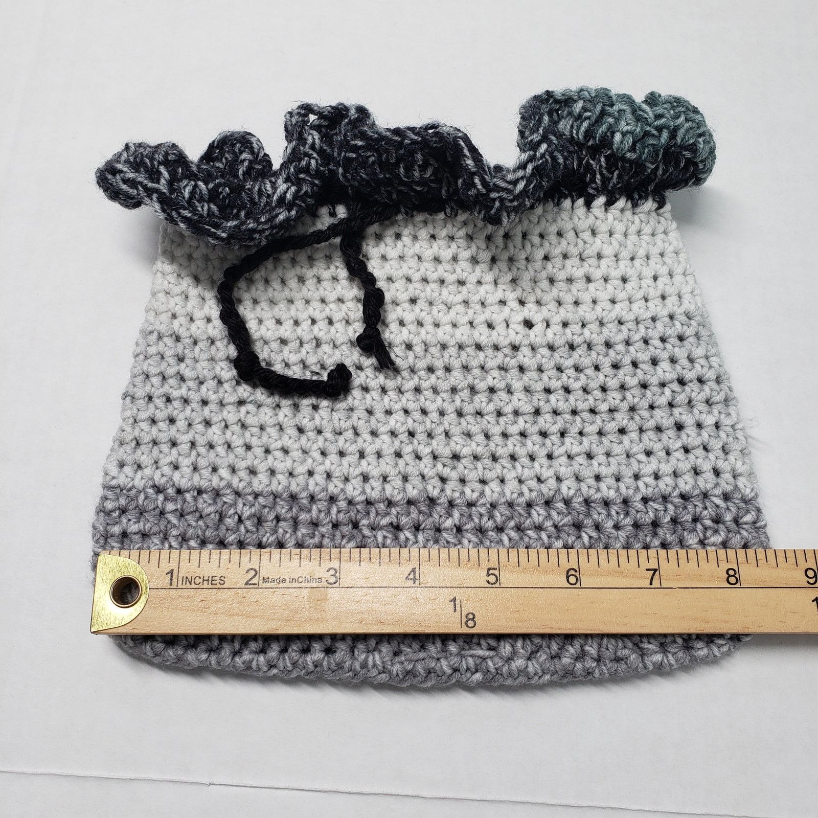 Handmade Handmade Crochet Drawstring Pouch Gray Small Purse Goth Size ONE SIZE - 6 Thumbnail