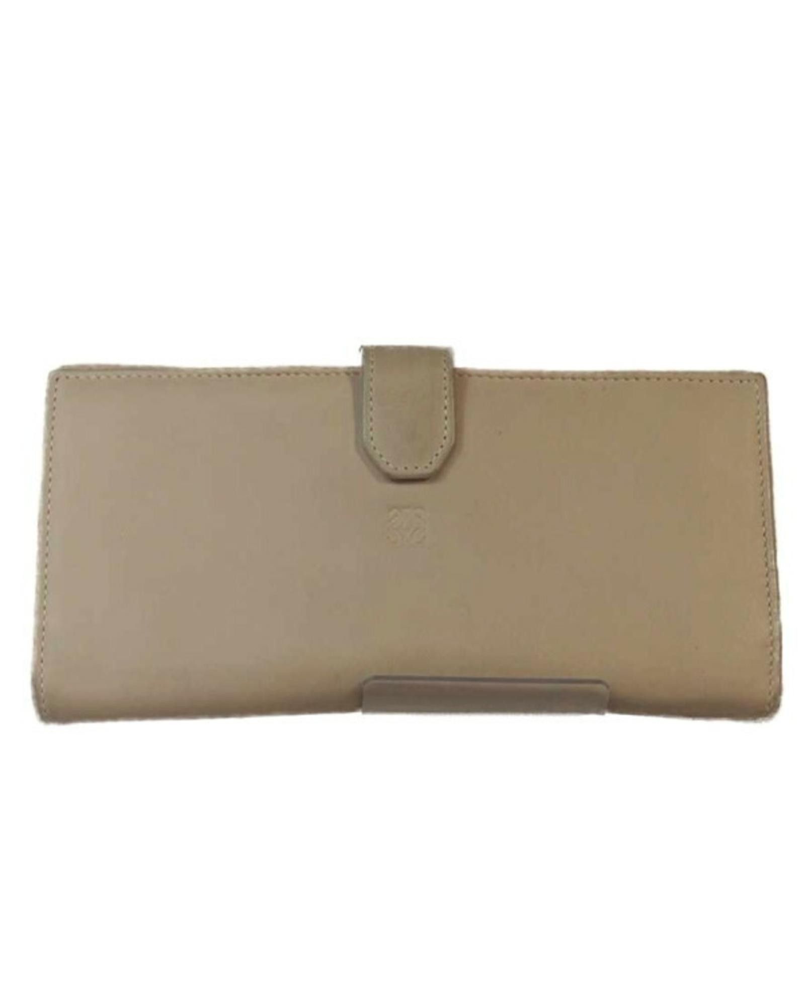 image of Loewe Beige Leather Bi-Fold Long Wallet, Women's
