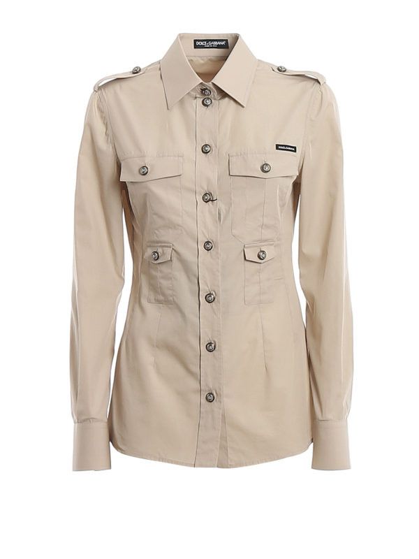 Dolce & Gabbana o1y0925 Solid Color Shirt in Beige Size XS / US 0-2 / IT 36-38 - 1 Thumbnail