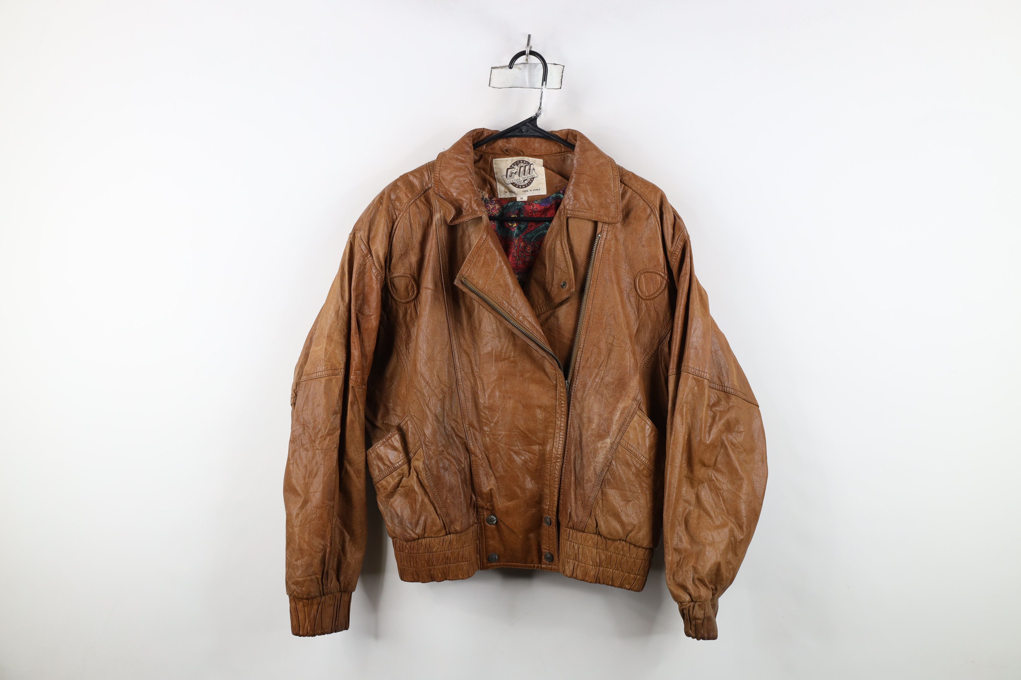 Vintage Vintage 90s Streetwear Lined Leather Bomber Jacket Size M / US 6-8 / IT 42-44 - 1 Thumbnail