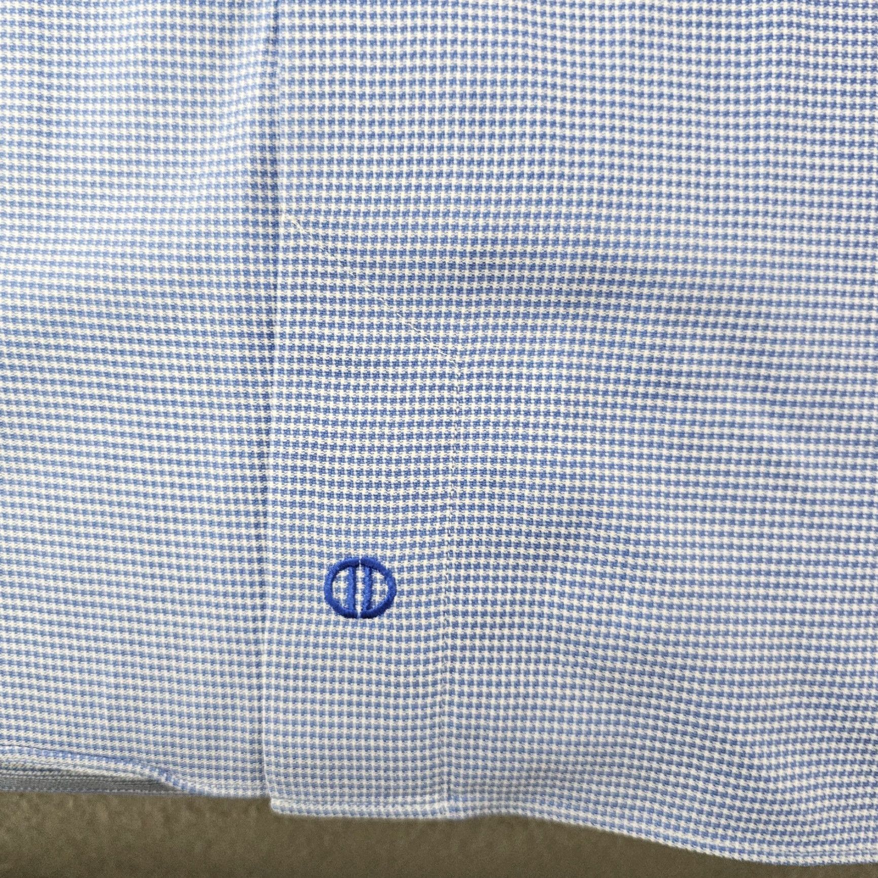 David Donahue David Donahue Shirt Mens 17.5 Blue Houndstooth Cotton Button Front Size 48R - 7 Thumbnail