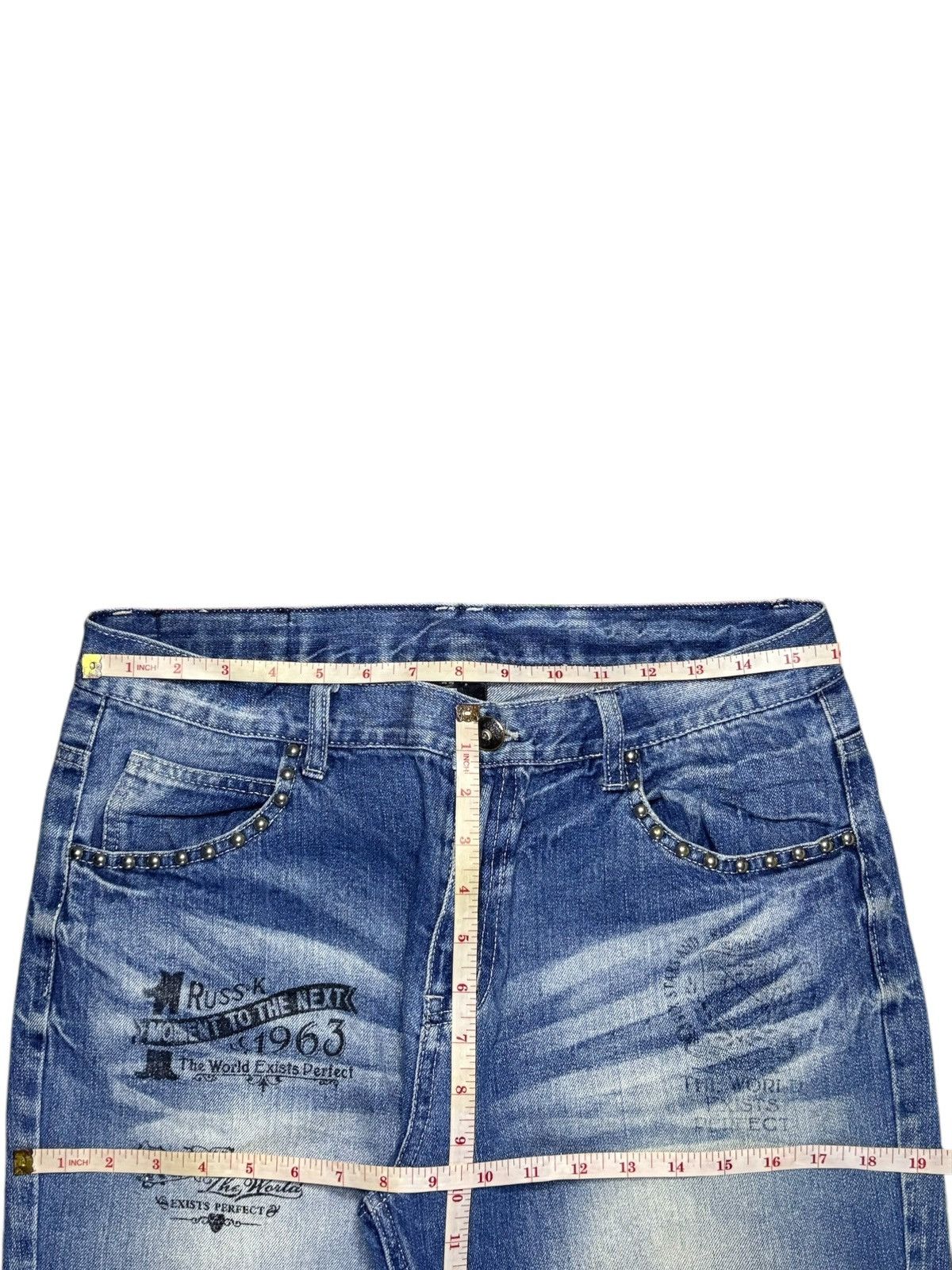 Japanese Brand Vintage Japanese Brand Mud Wash Studded Printed Baggy Jeans Size US 32 / EU 48 - 12 Thumbnail