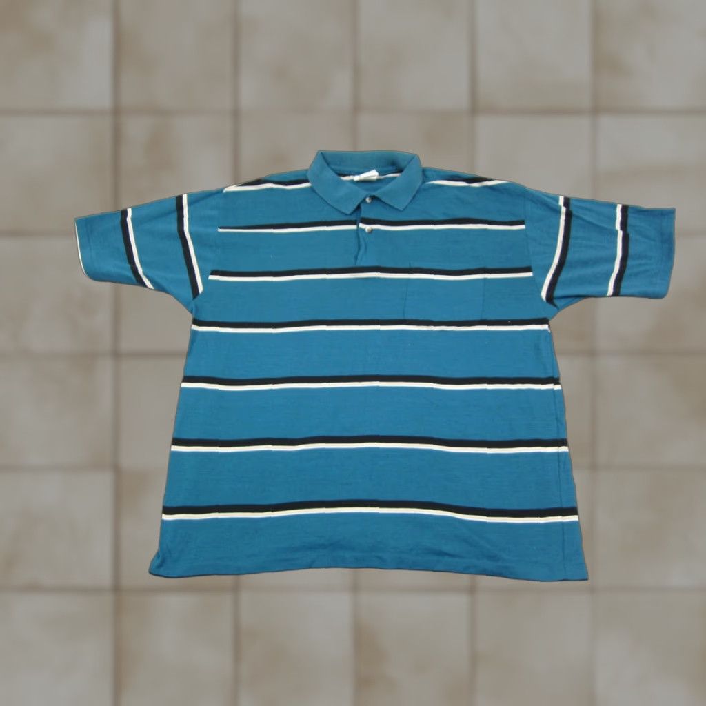 Vintage VINTAGE Puritan Polo Shirt Mens Blue Striped 90s 80s 70s 60s Golf Casual Short Sleeve L Size US L / EU 52-54 / 3 - 1 Thumbnail