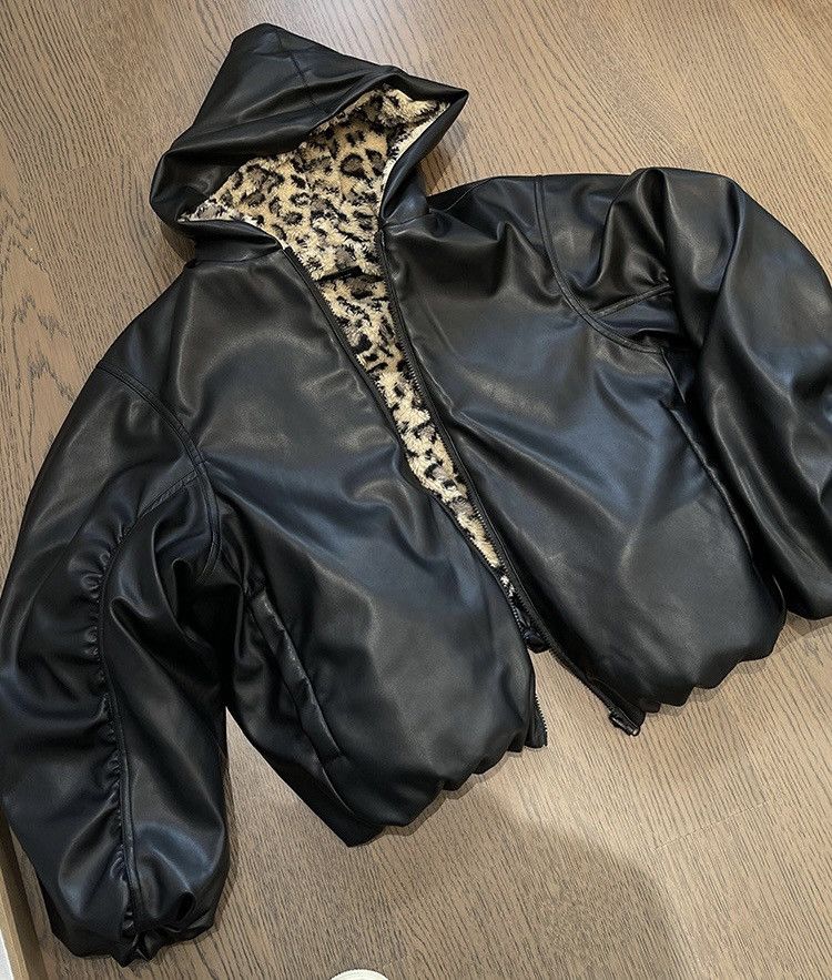 Japanese Brand × Vintage Premium punk reversible faux leather leopard hooded jacket Size US XXL / EU 58 / 5 - 7 Thumbnail