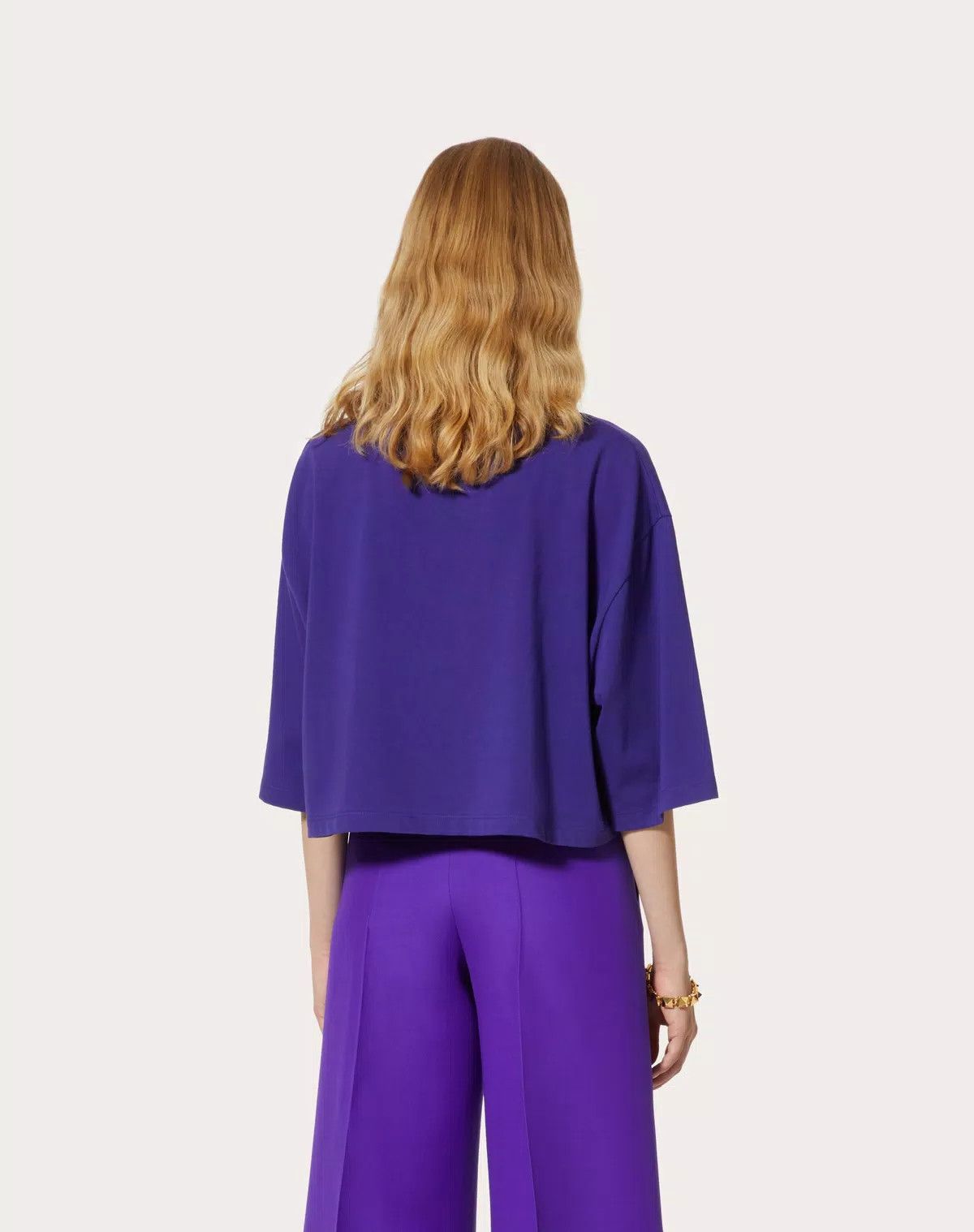 Valentino o1s1wg110426 Embroidered Jersey T-Shirt in Blue Size L / US 10 / IT 46 - 5 Thumbnail