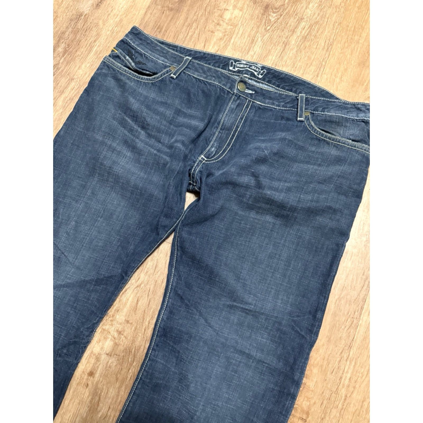 Vintage VINTAGE Robins Jean Jeans 42 5-Pocket Embellished Studded Long Flap Dark Wash Red Embellish Mens Size US 42 / EU 58 - 6 Thumbnail