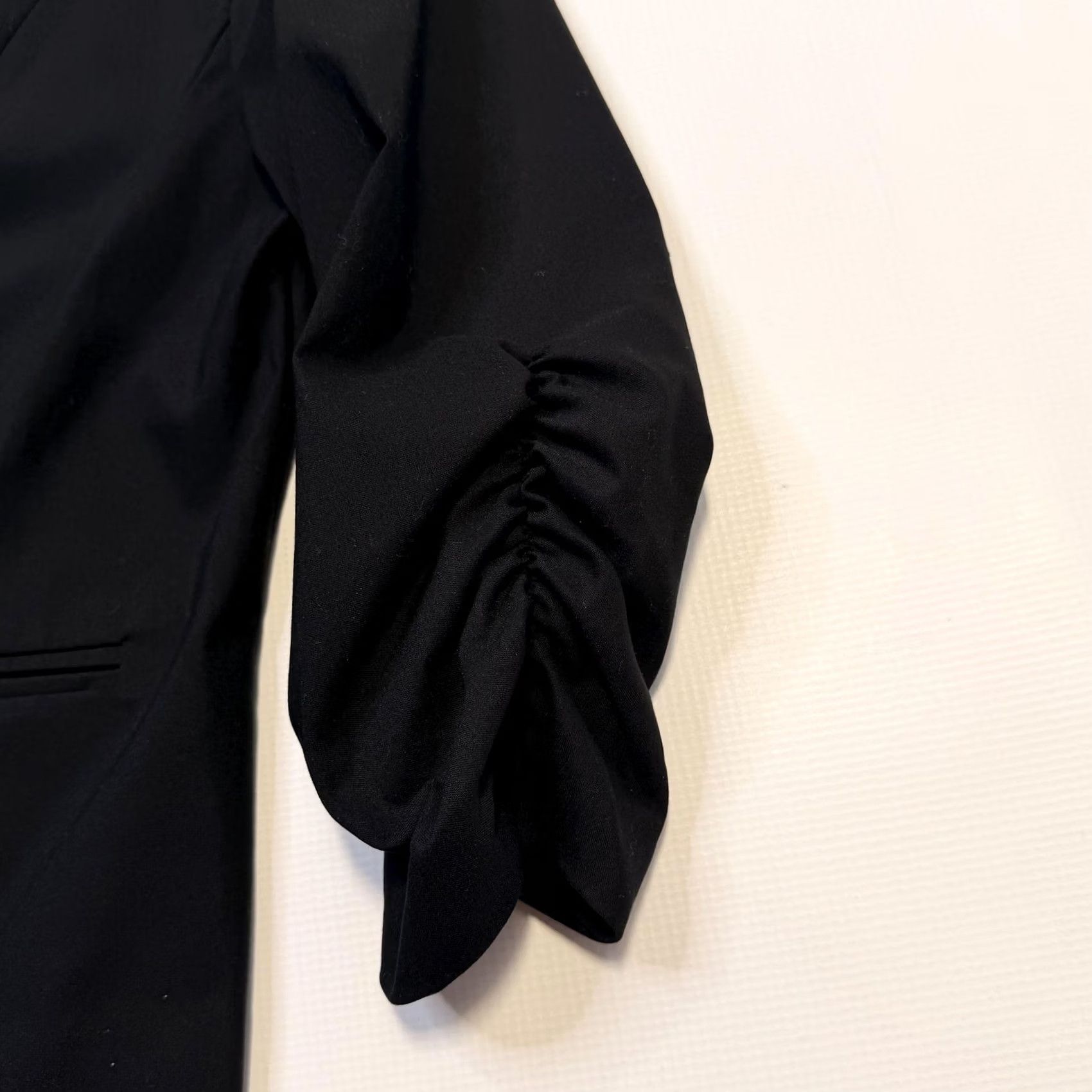 Torrid Torrid Deluxe Stretch Blazer Jacket Womens 0 Black Open Front 3/4 Sleeve Ruched Size XS / US 0-2 / IT 36-38 - 7 Thumbnail