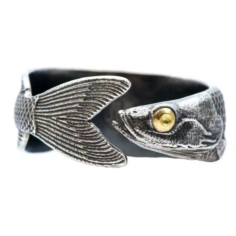Jewelry × Vintage Unique Finger Cute Fish Open Ring Size ONE SIZE - 3 Thumbnail
