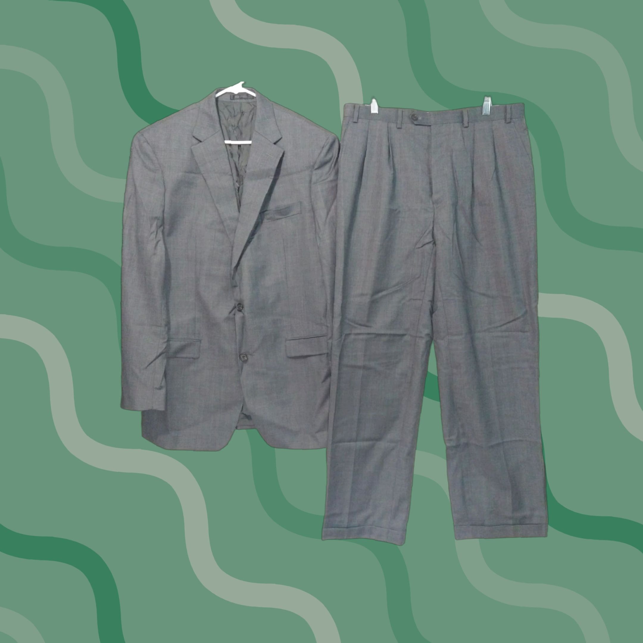 Ralph Lauren Ralph Lauren Suit Mens 44XL Jacket 36x31 Pants Gray Wool Cuffed Pleated Preppy Size 44R - 1 Thumbnail