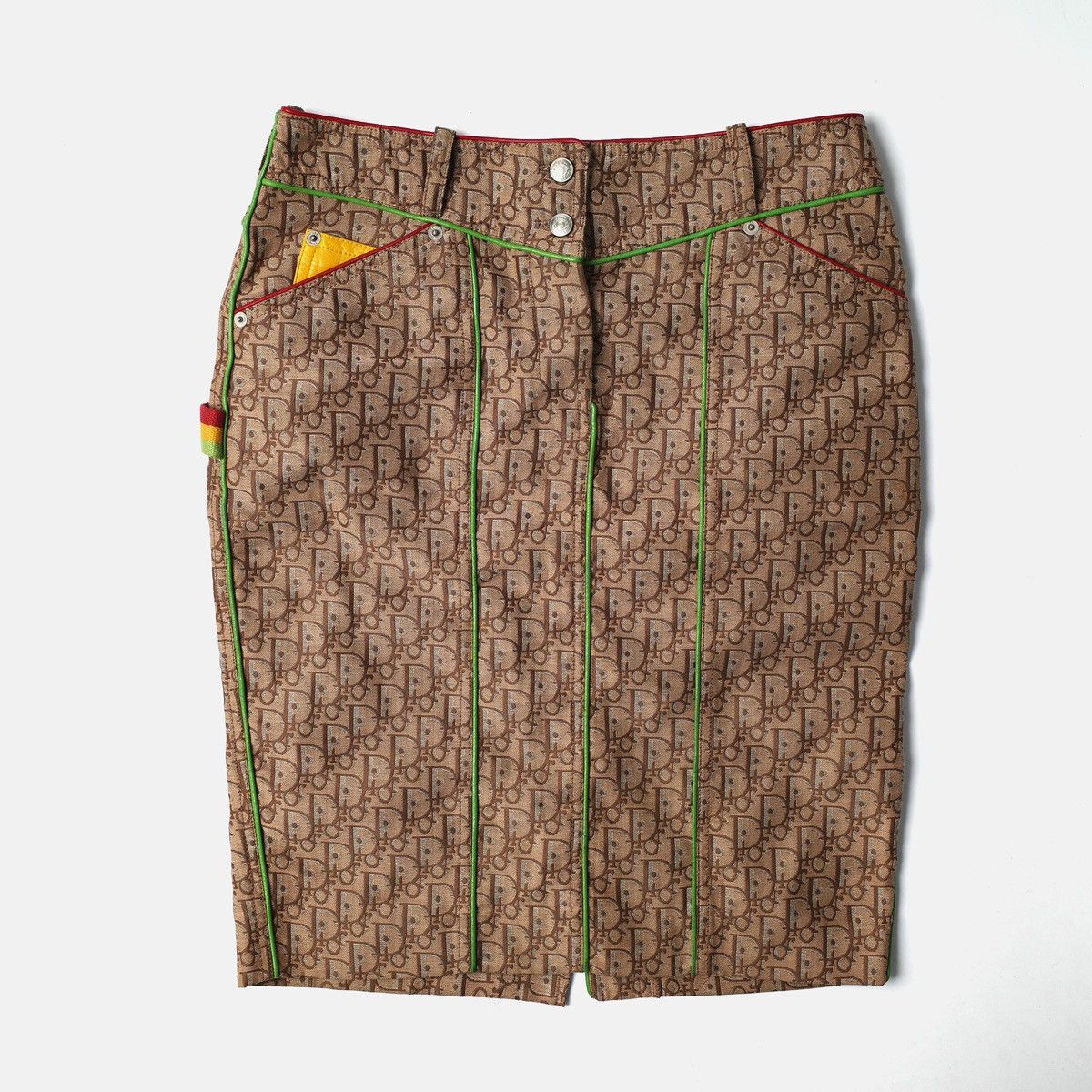 Dior 2004 Christian Dior By Galliano Rasta Monogram Skirt Size 29" - 1 Thumbnail