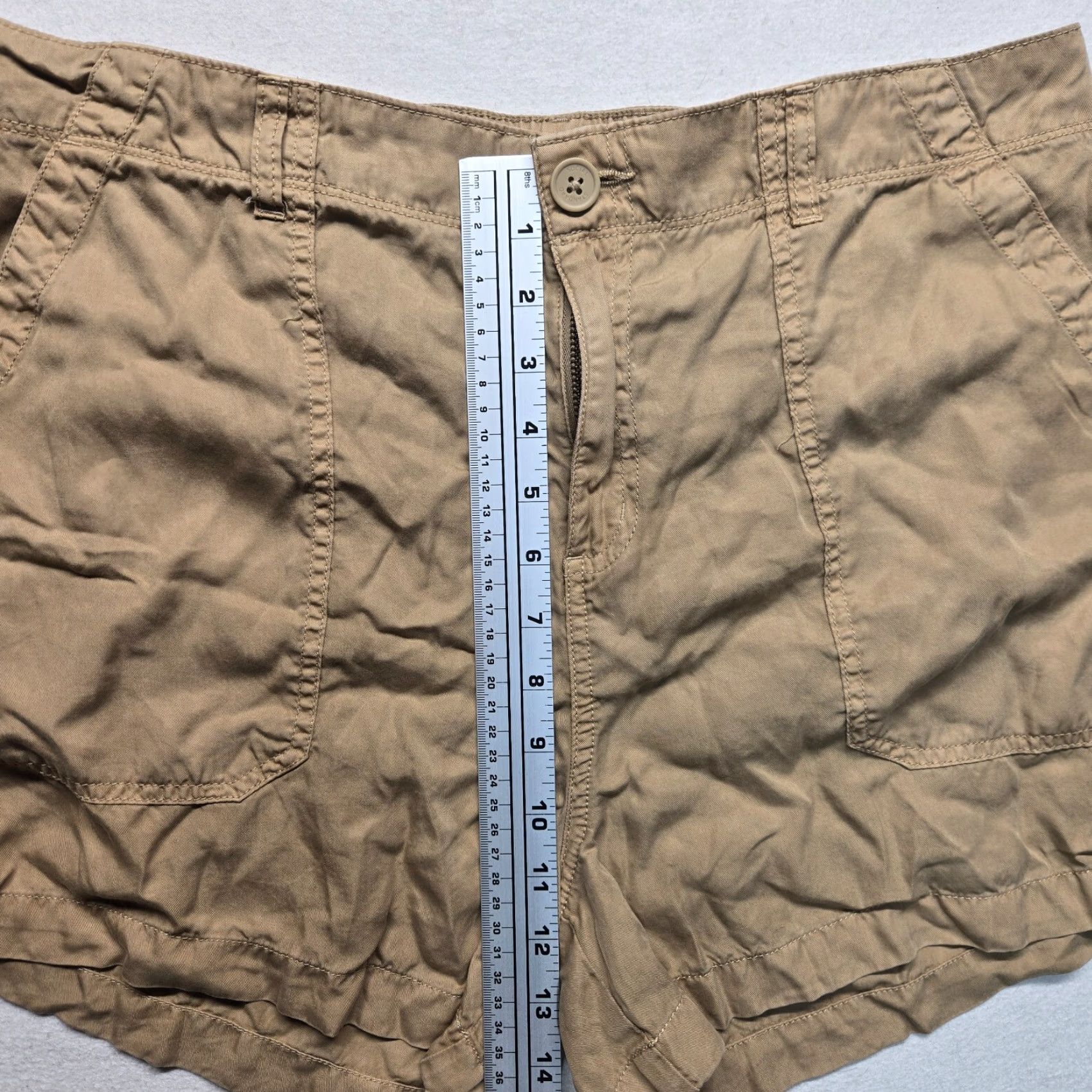 Vintage Social Standard Solid Tan Mid Rise Fortune Tencel Short Adult Women's Size XL Size 40" / US 18 - 6 Thumbnail