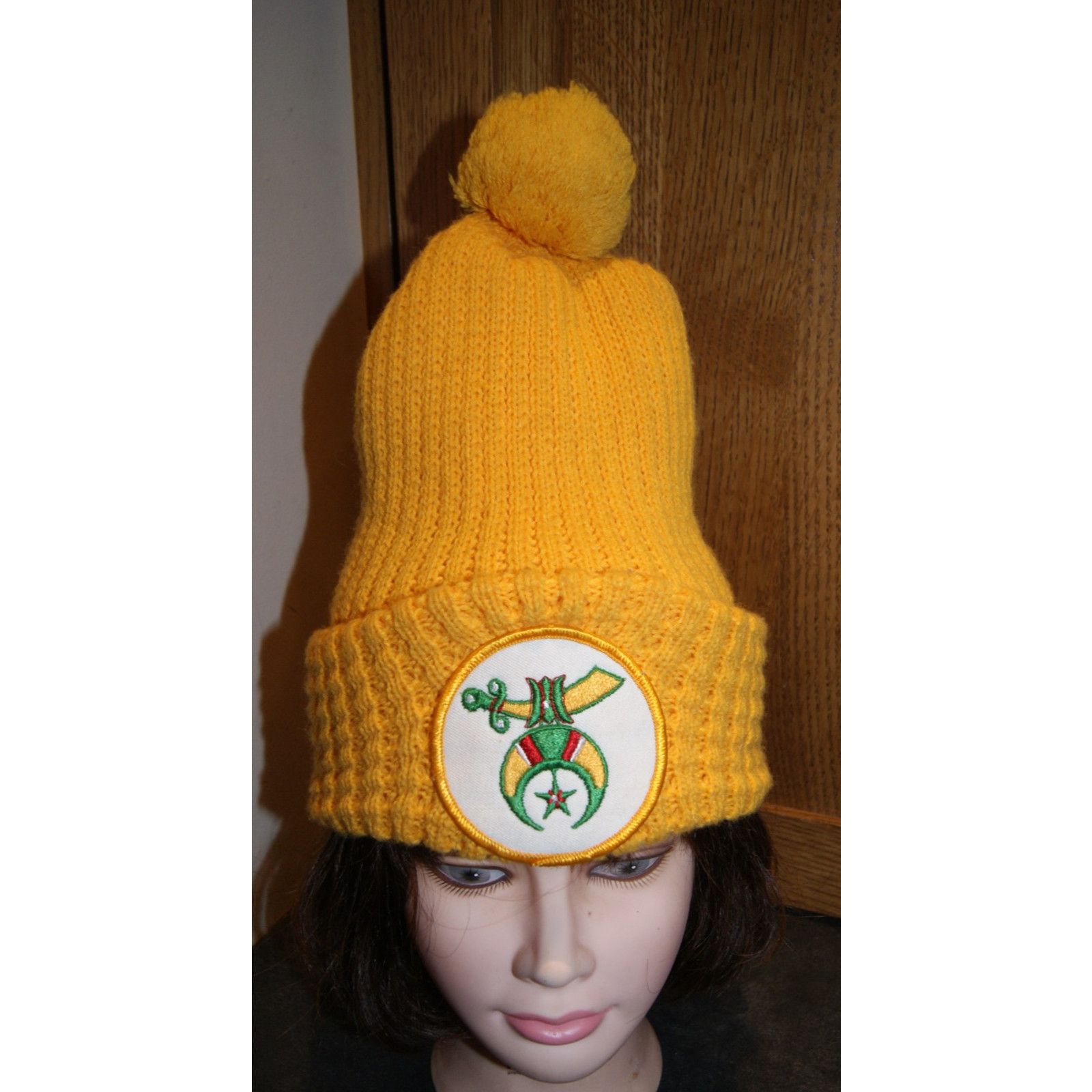 Vintage VTG Masonic Shriner Circle Patch Winter Knit Hat Ski Cap Pom Size ONE SIZE - 2 Thumbnail