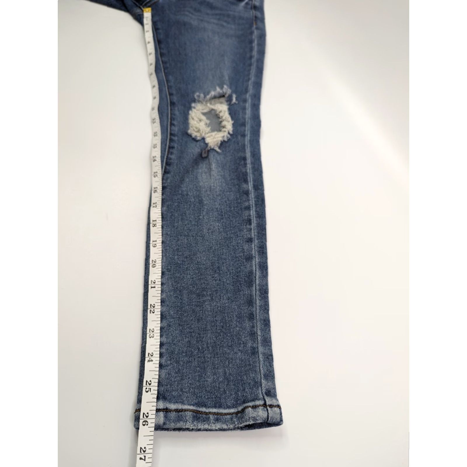 Vintage Monkey Ride Skinny Jeans Womens 27 Blue Button Fly Distressed Denim Cotton Spandex Jeans 5/27 Vintage No Size 27" / US 4 / IT 40 - 6 Thumbnail