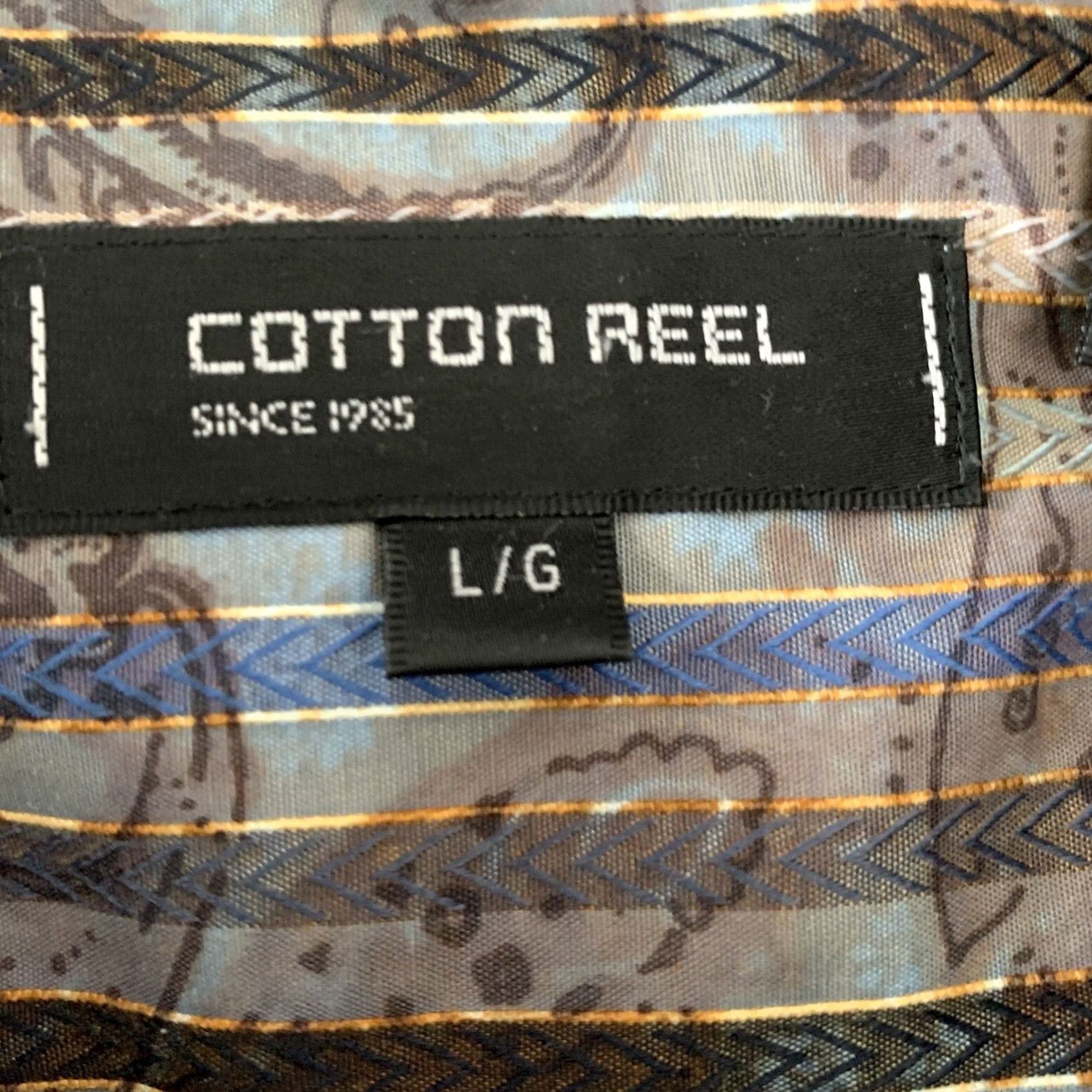 Vintage Cotton Reel Shirt Mens Large Cotton Blend Paisley Multi Stripe Button Up Casual Size US L / EU 52-54 / 3 - 2 Thumbnail