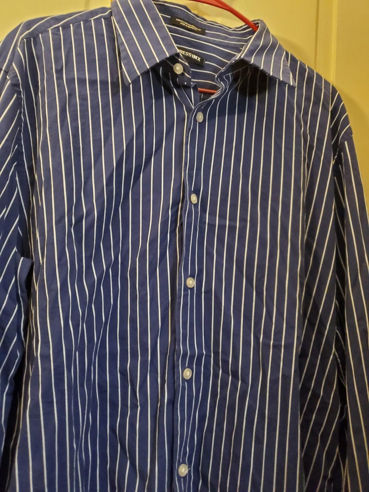 Express Express 1MX Mens Shirt Blue Striped Modern Fit LS Size XL Size US XL / EU 56 / 4 - 3 Thumbnail