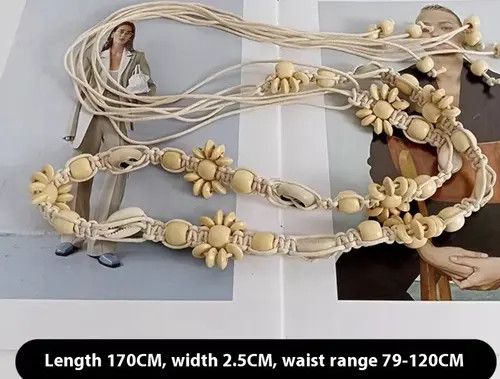 Other Floral Embellished Belt - Bohemian Style, Adjustable Fit Size ONE SIZE - 3 Thumbnail