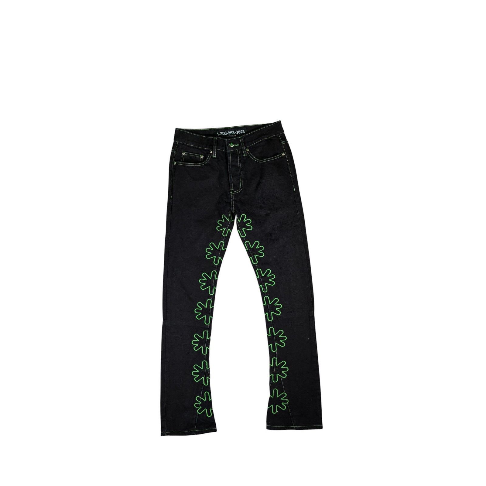 LOSTSHDWS LostSHDWS Outline Black & Green Jeans Size US 28 / EU 44 - 1 Thumbnail
