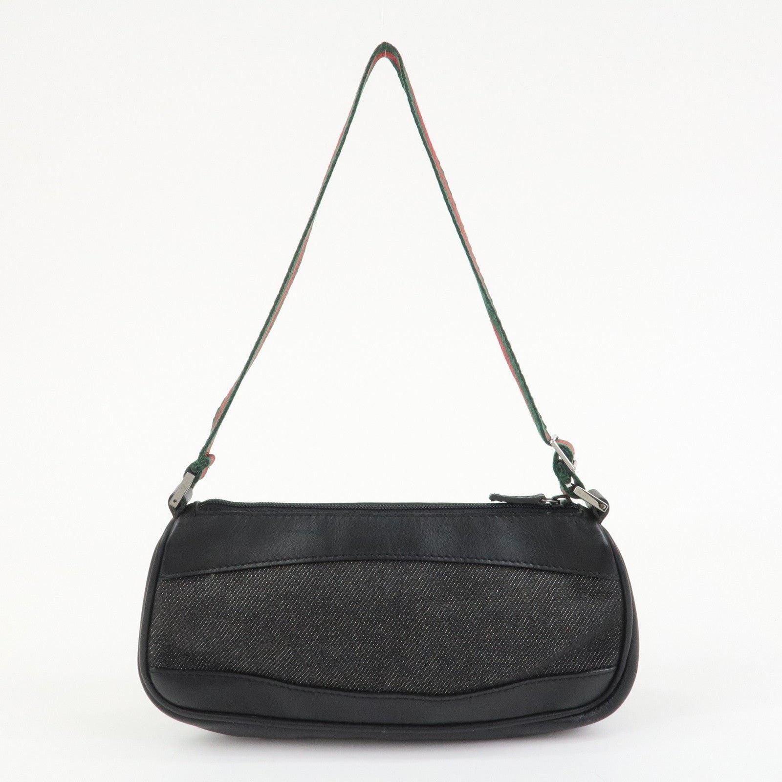 Gucci Gucci Sherry Denim & Leather Shoulder Bag Black Size ONE SIZE - 2 Thumbnail