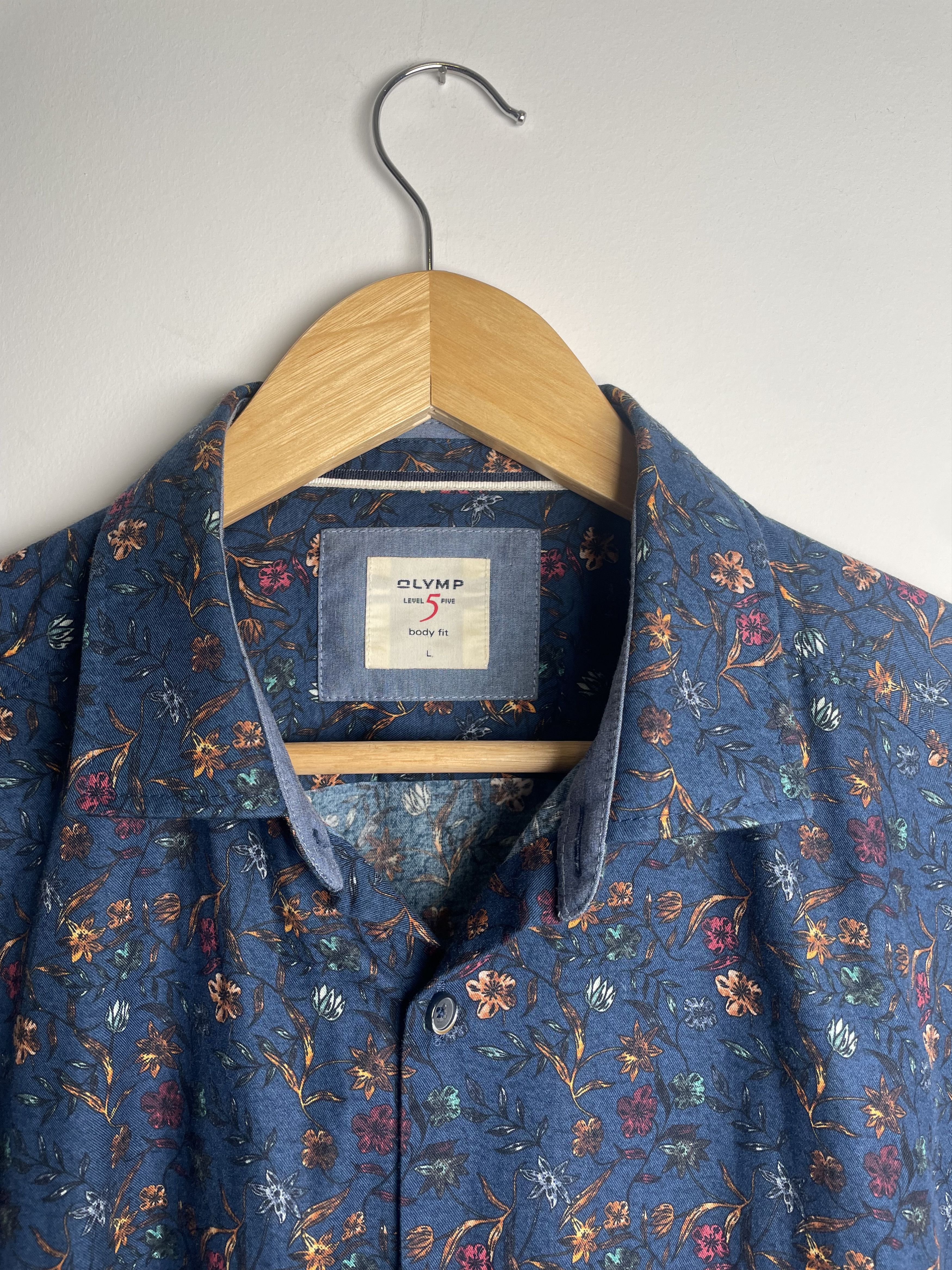 Other 🇩🇪 OLYMP Level Five Body Fit Floral Cotton Shirt - L Size US L / EU 52-54 / 3 - 4 Thumbnail