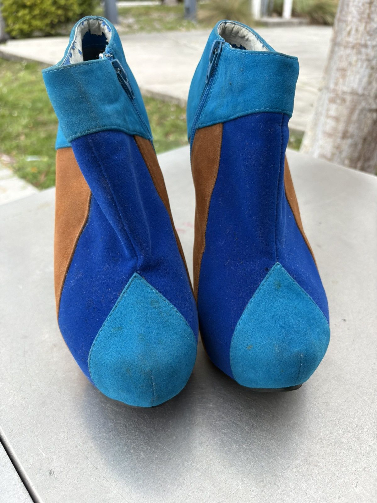 Other Platform Block Heel in BlueBrown Colorblock Suede SideZip 10 Size US 10 / IT 40 - 7 Thumbnail