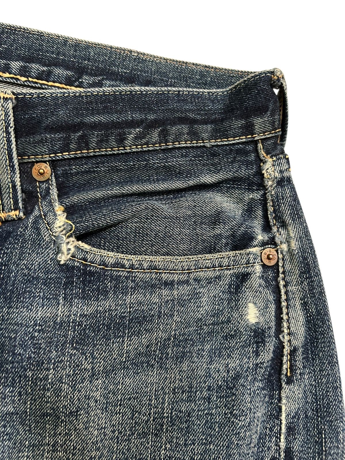 Japanese Brand × Kapital × Vintage R.J.B JAPAN SELVEDGE DISTRESSED DENIM ☠️🎌🎌 Size US 34 / EU 50 - 5 Thumbnail