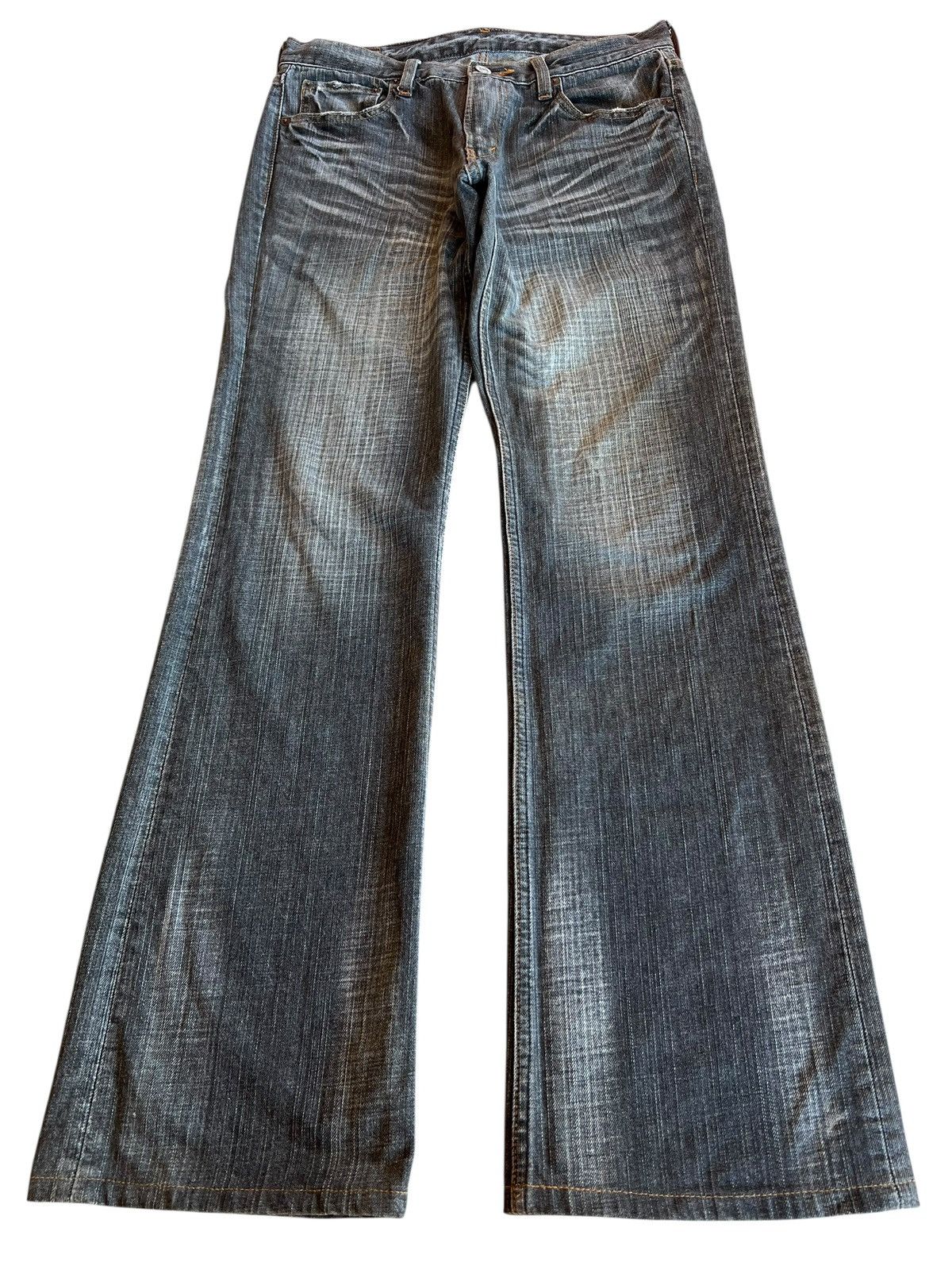 Japanese Brand Vintage Flare Crackwash Bobson Faded Jean Size US 30 / EU 46 - 1 Thumbnail