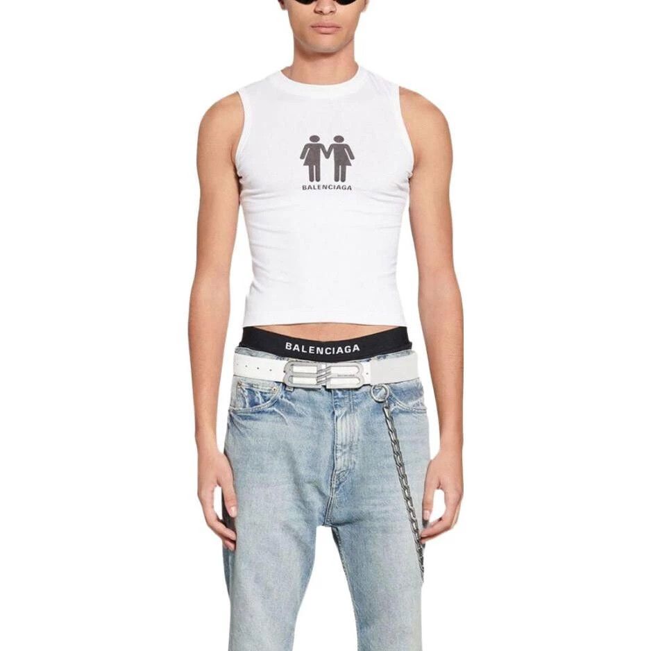 Balenciaga o1w1db10425 Pride 22 Fitted Tank Top in White Size US S / EU 44-46 / 1 - 3 Thumbnail