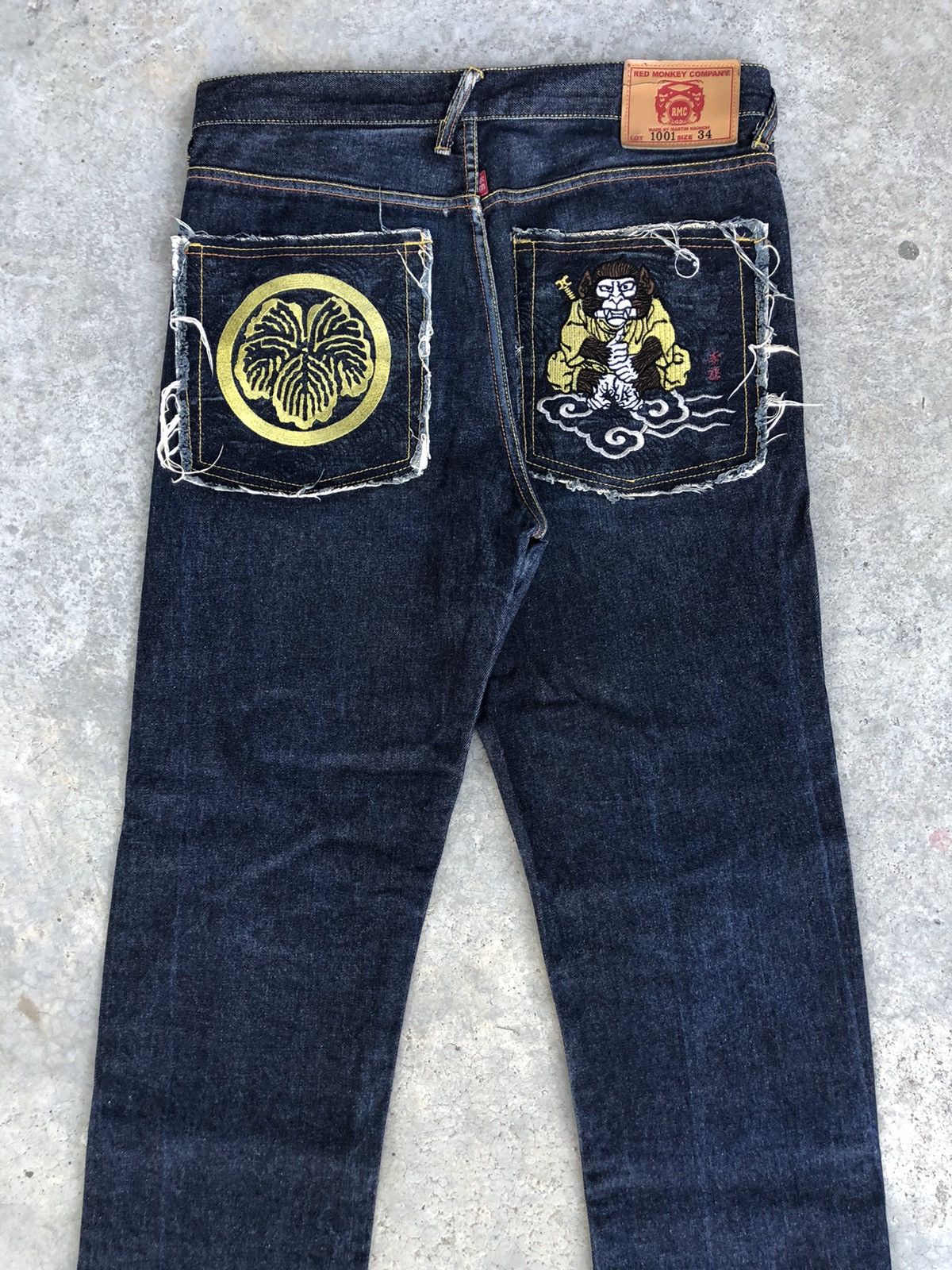 RMC Jeans Red Monkey Company Embroidered Jeans Distressed Jeans Size US 34 / EU 50 - 8 Thumbnail