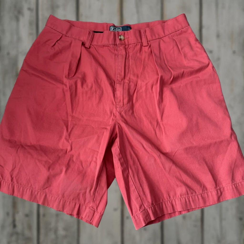 Polo Ralph Lauren Polo Ralph Lauren Mens 33 Tyler Pleated Soft Red Walking 100% Cotton Shorts Designer Preppy 90s Casual Size US XS / EU 42 / 0 - 1 Thumbnail
