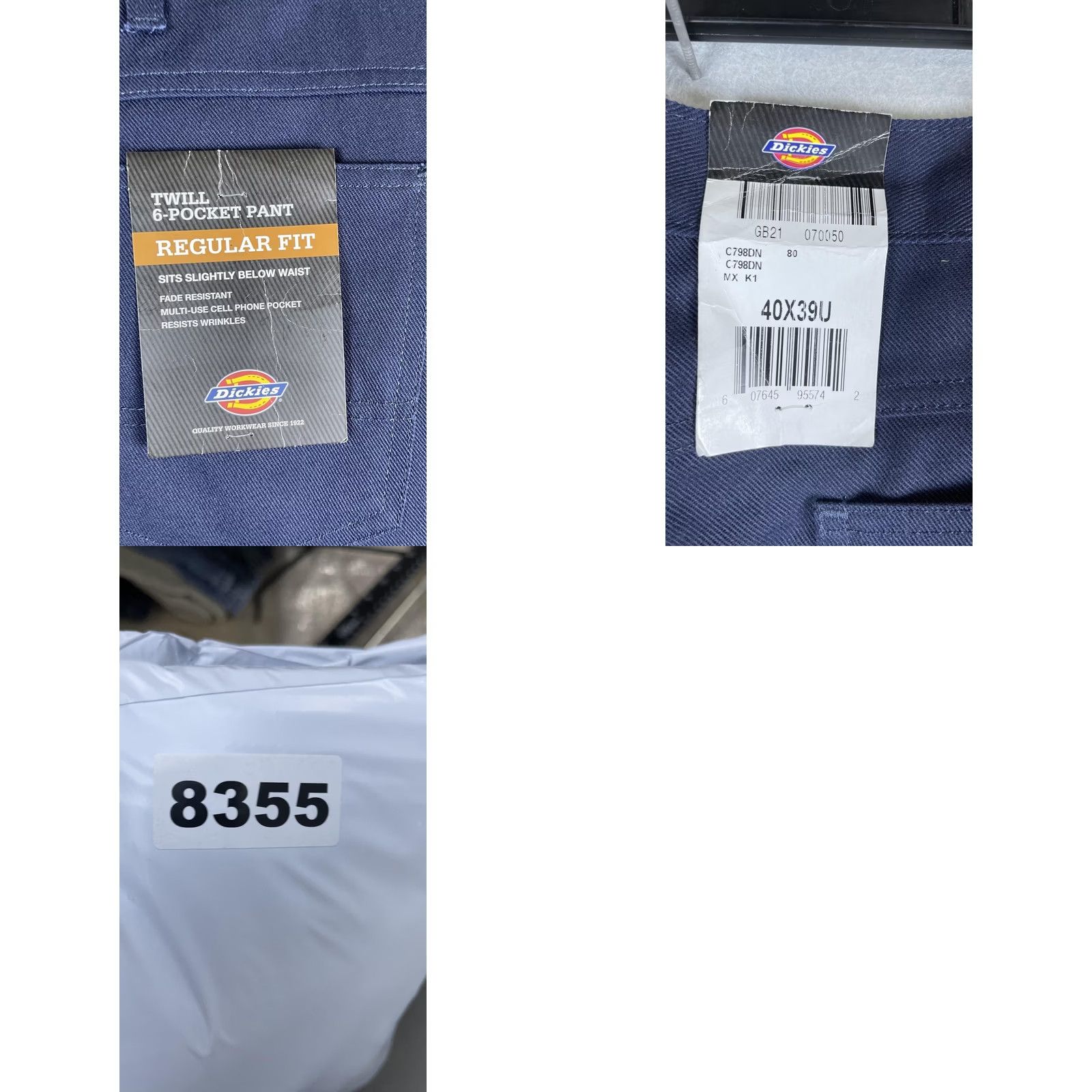 Dickies Dickies Chino Pants Mens 40x38 Blue 6-Pocket Regular Fit Wrinkle Resistant Twill Straight Front Workwear Casual Pants Mens 40 38 Blue Dickies Size US 40 / EU 56 - 8 Thumbnail