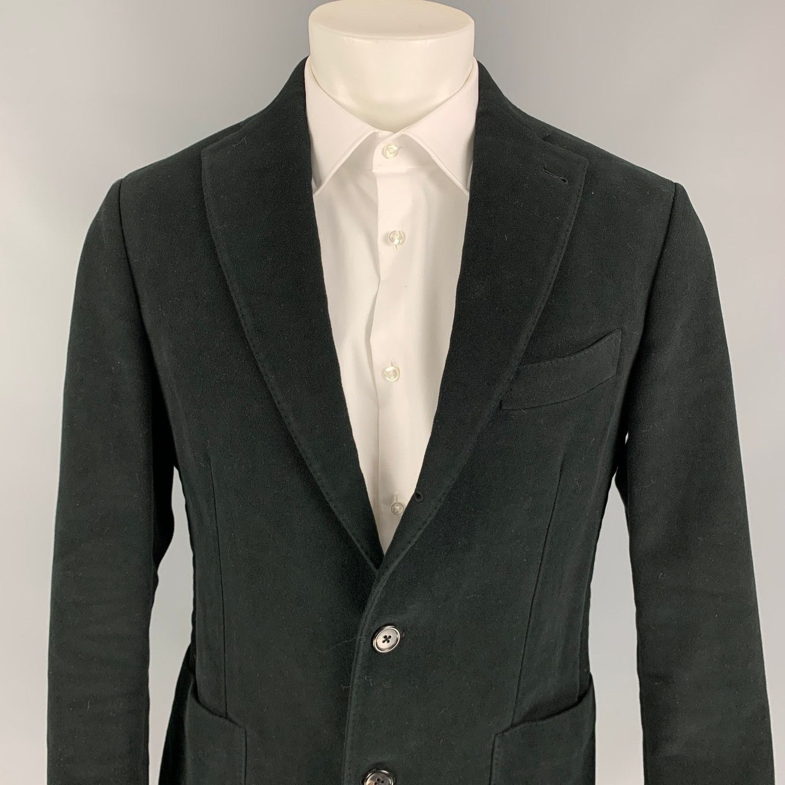 Other Size 40 Black Cotton Single Breasted Sport Coat Size 40R - 2 Thumbnail