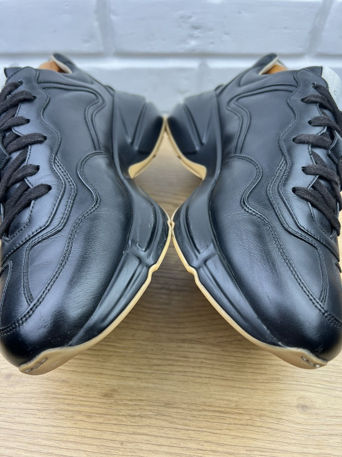 Gucci GUCCI Sneakers Leather Shoes Rhyton "Gucci Band" Black Men’s Size US 8.5 / EU 41-42 - 6 Thumbnail